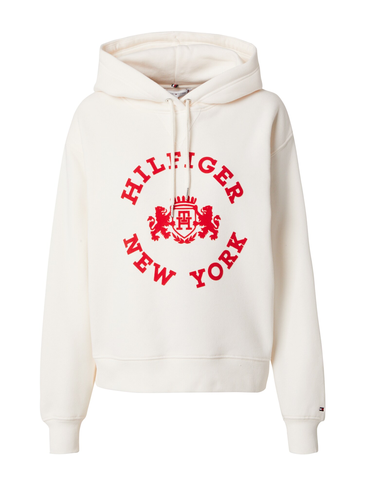 TOMMY HILFIGER Mikina  ohnivo červená / biela