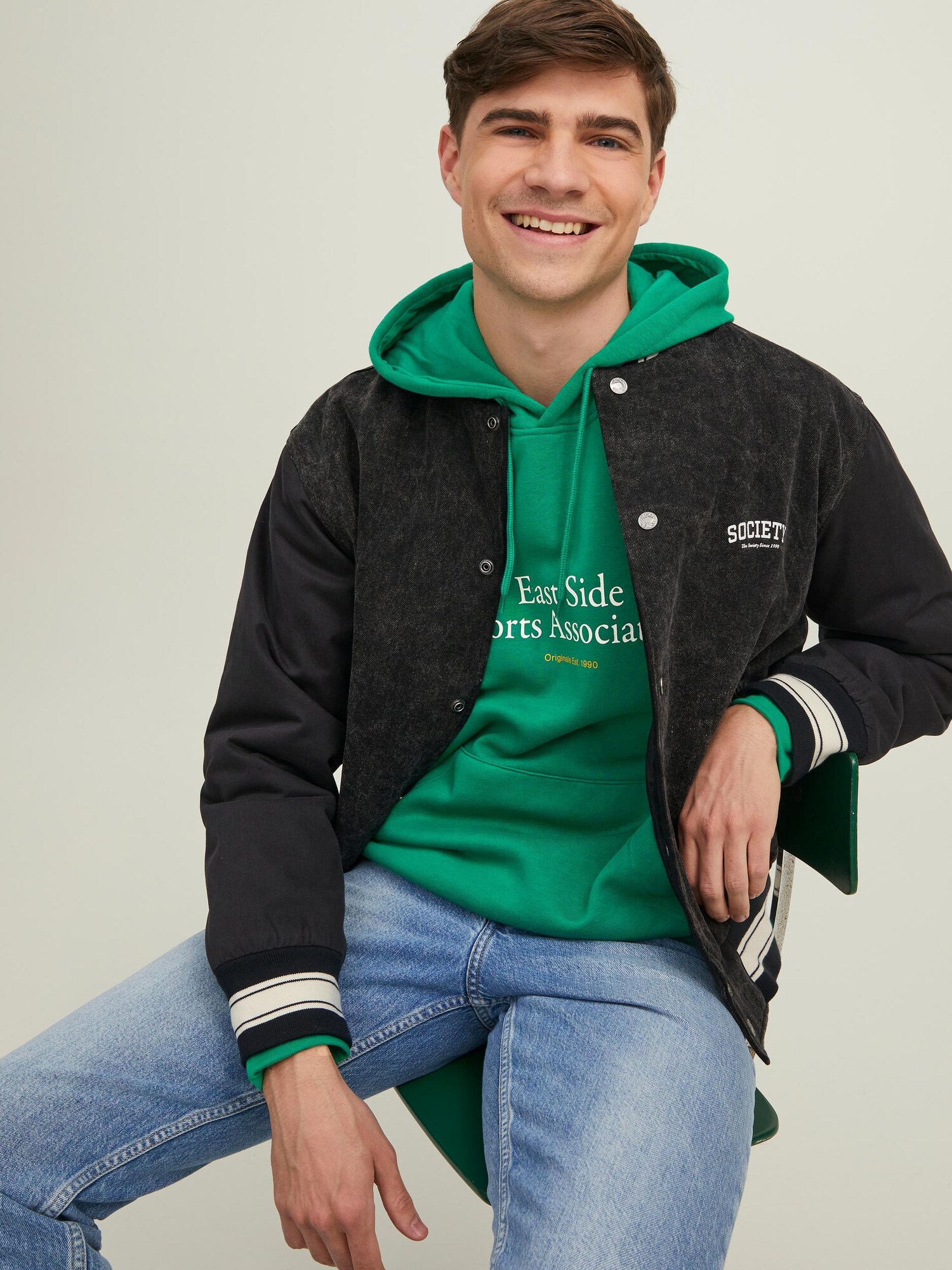 JACK & JONES Mikina 'JORBrink City' žltá / zelená / biela (obrázok 6)