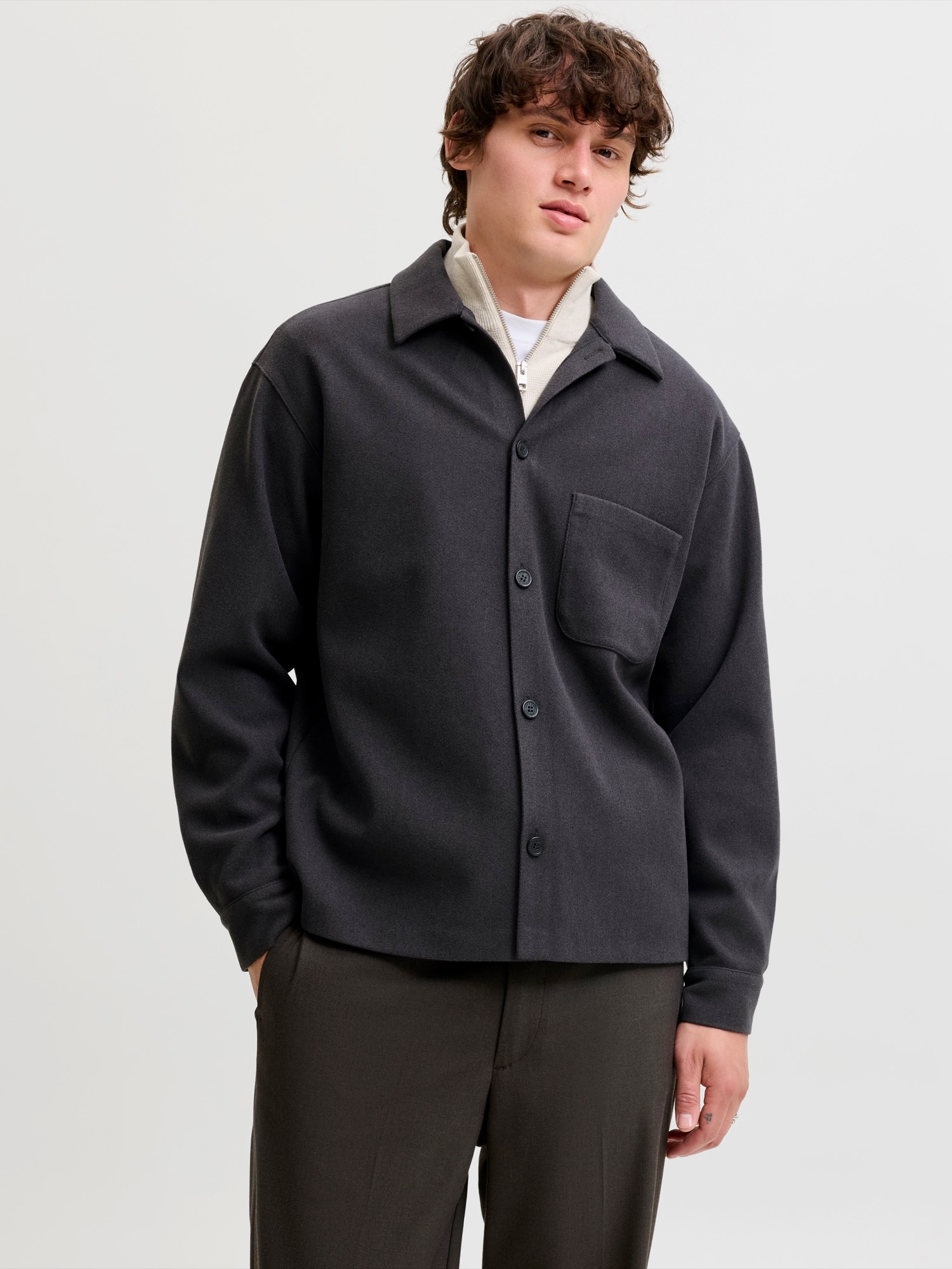 JACK & JONES Cămașă JJEREGENT gri grafit