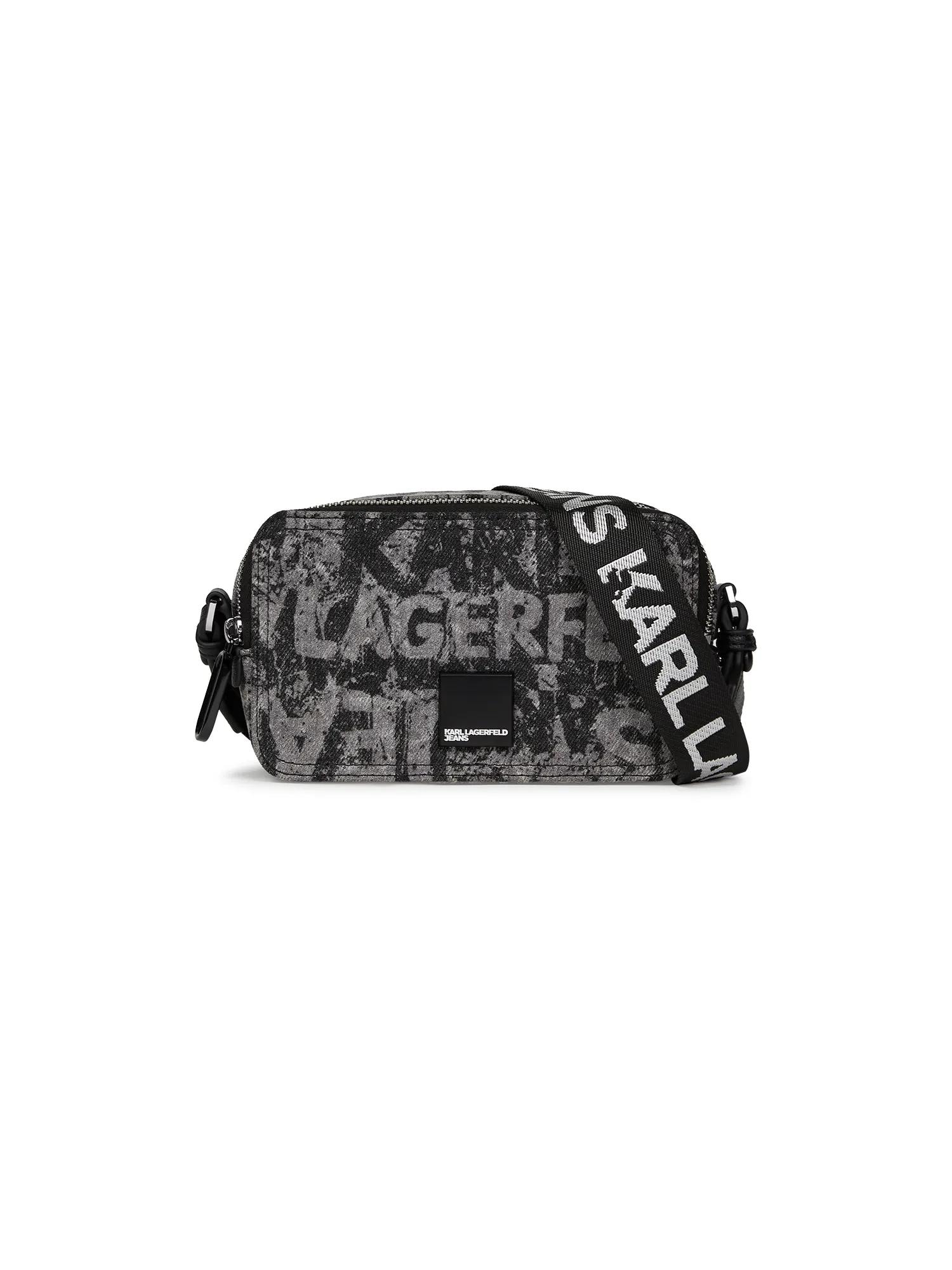 KARL LAGERFELD JEANS Geantă de umăr  gri denim / negru denim / alb