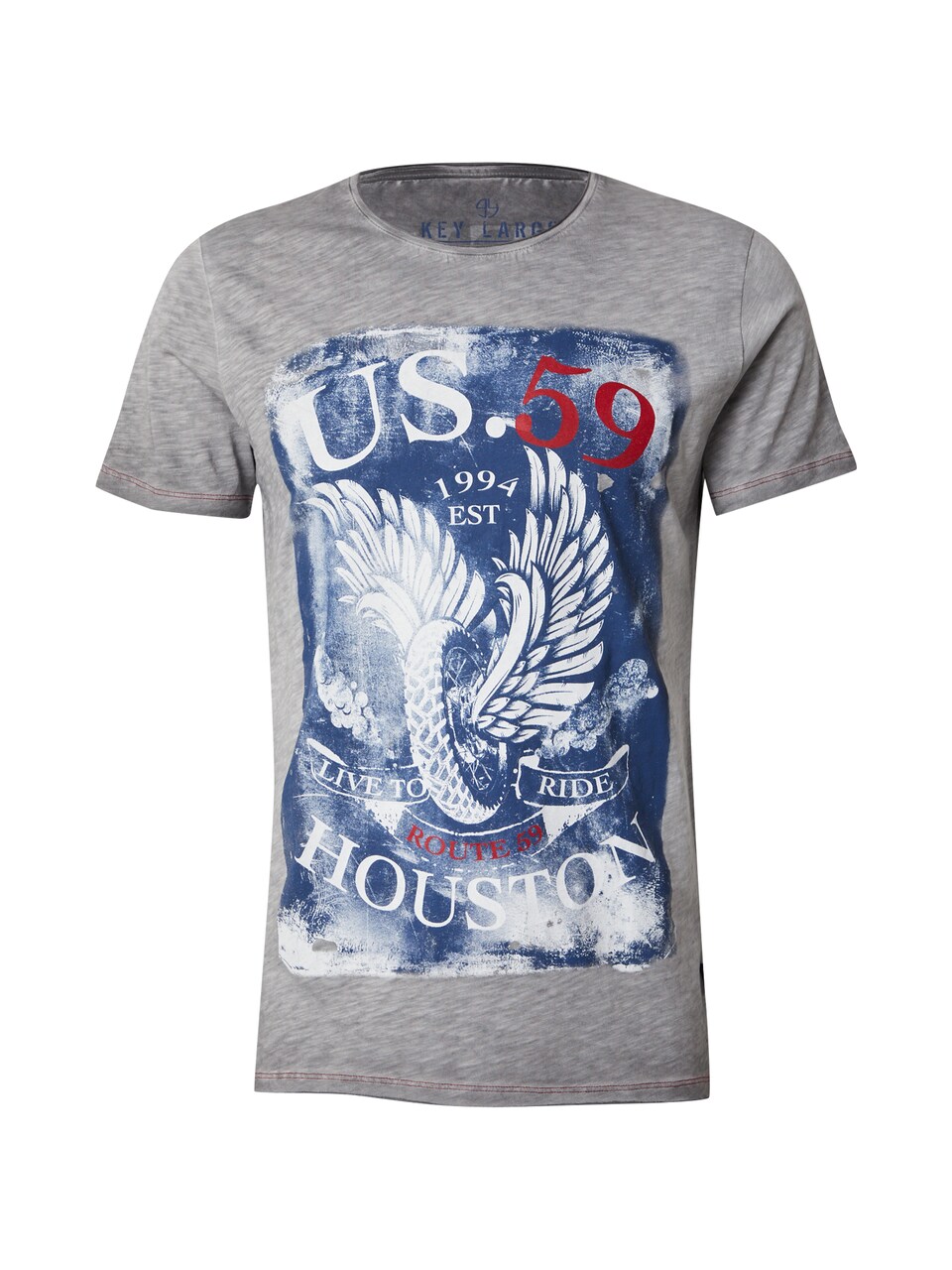 T-shirt 'HOUSTON' grå / röd