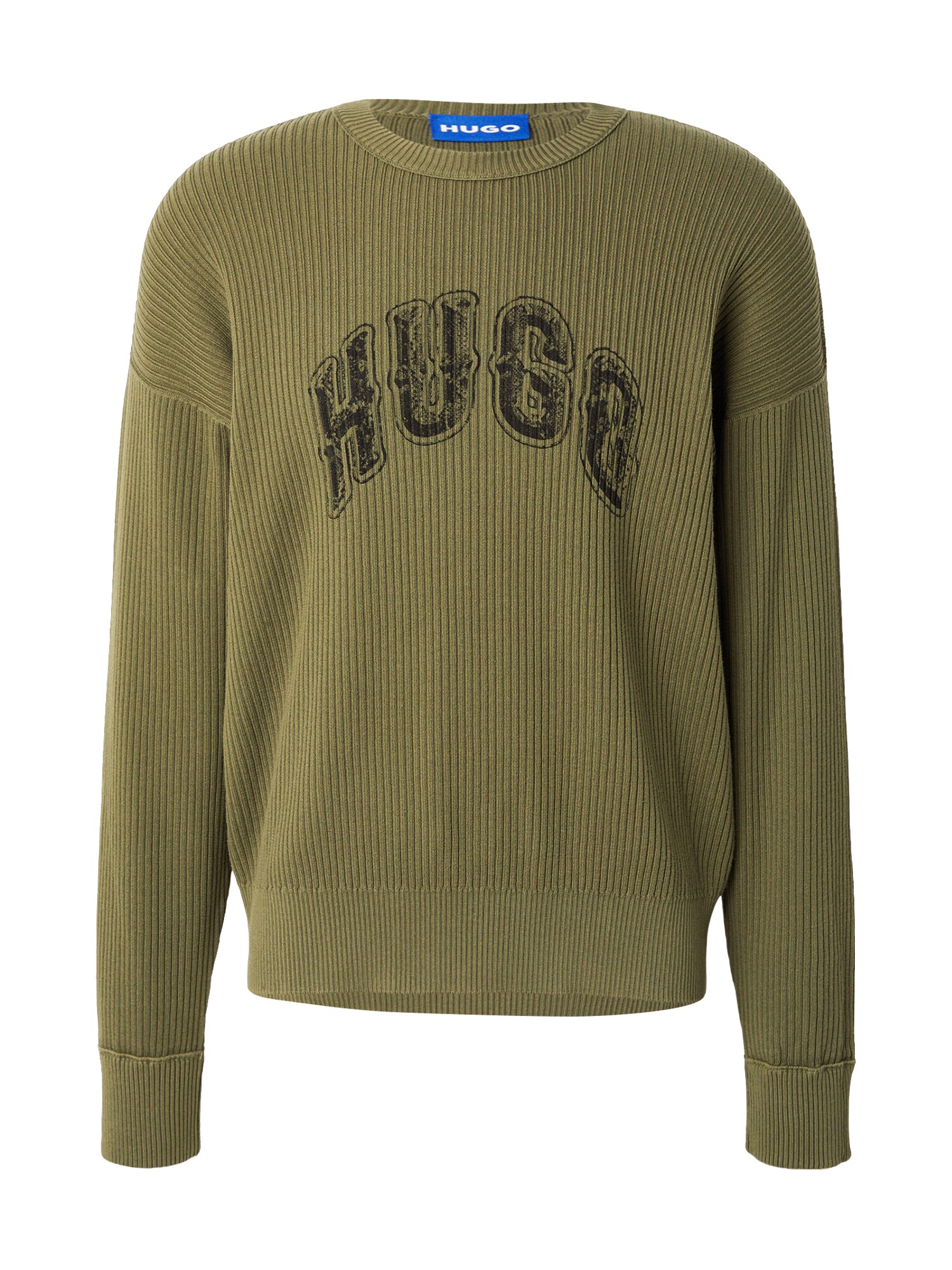 HUGO Pulover Showdy oliv / negru