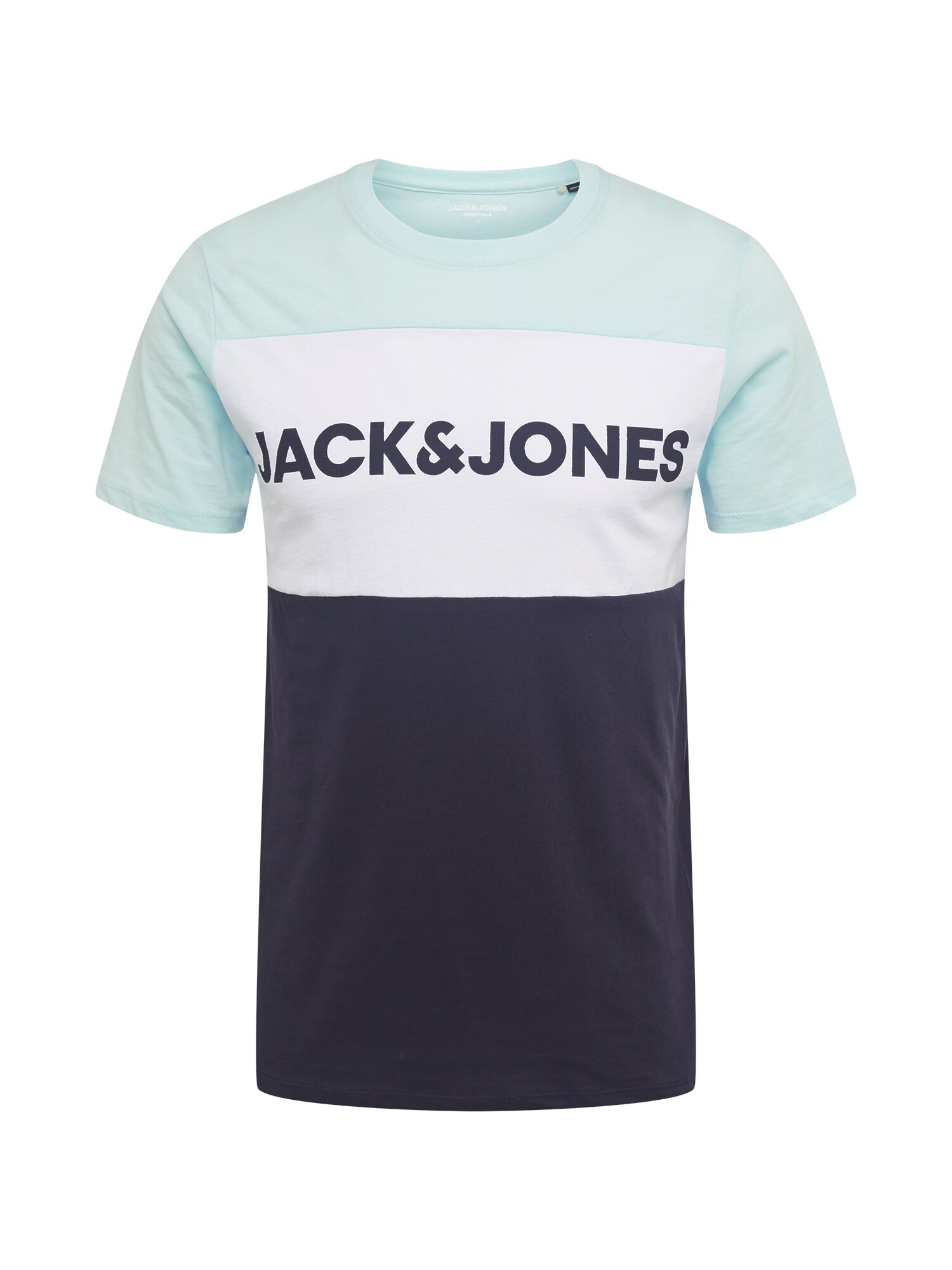 JACK & JONES Marškinėliai  vandens spalva / balta / tamsiai mėlyna