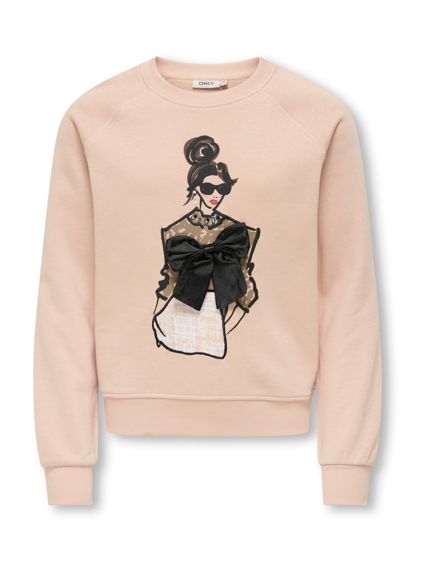ONLY GIRLS Sweatshirt 'KOGLABINET' braun / rosa / puder / schwarz