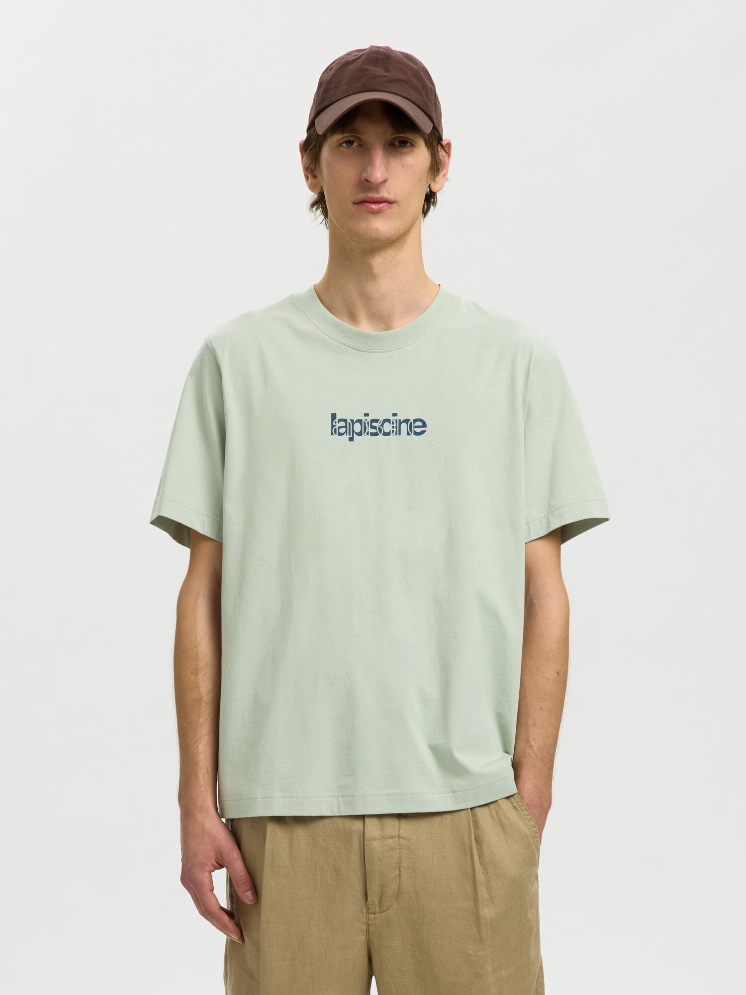 SELECTED Camiseta  azul oscuro / menta