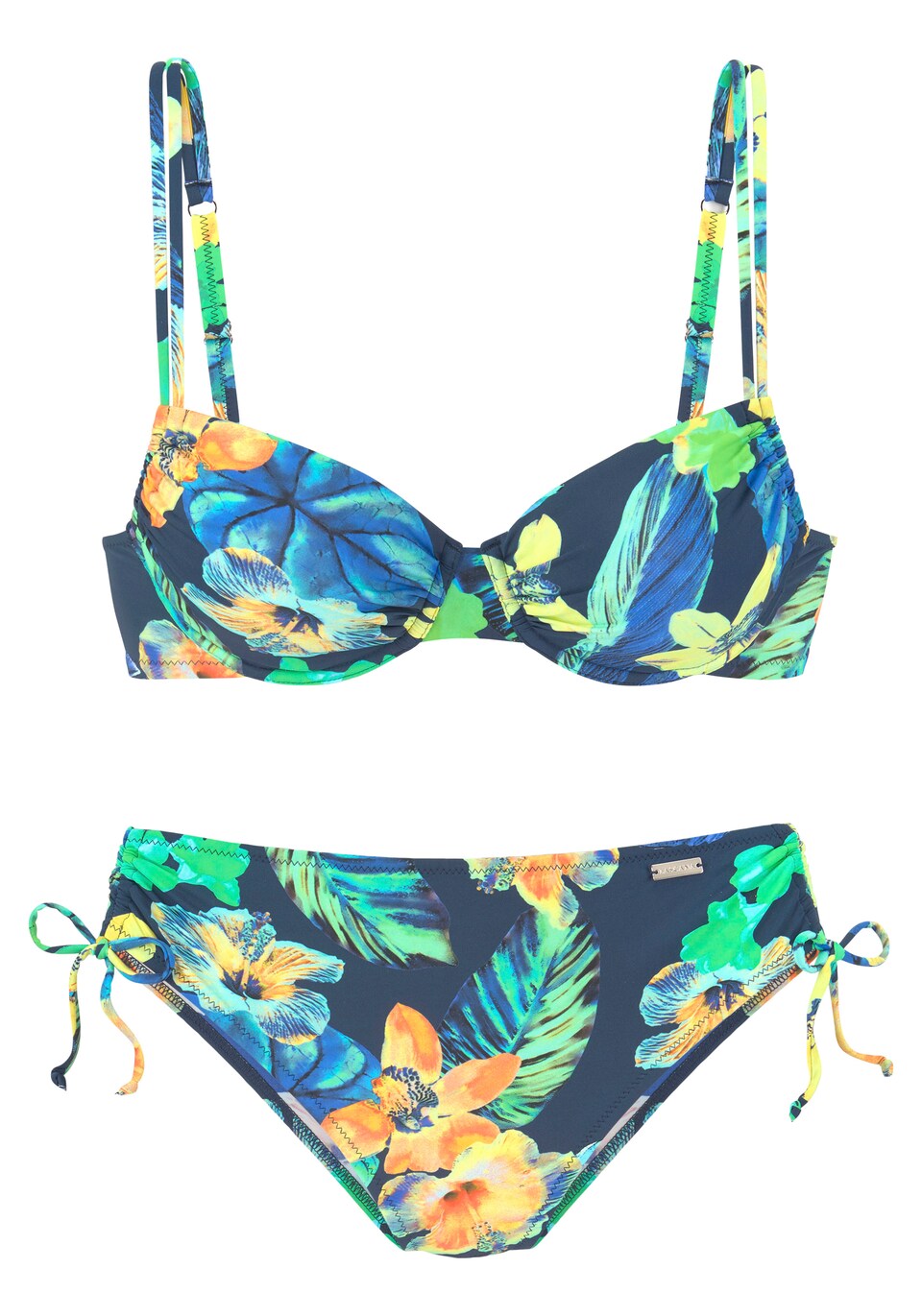 Bikini marinblå / turkos / neongrön