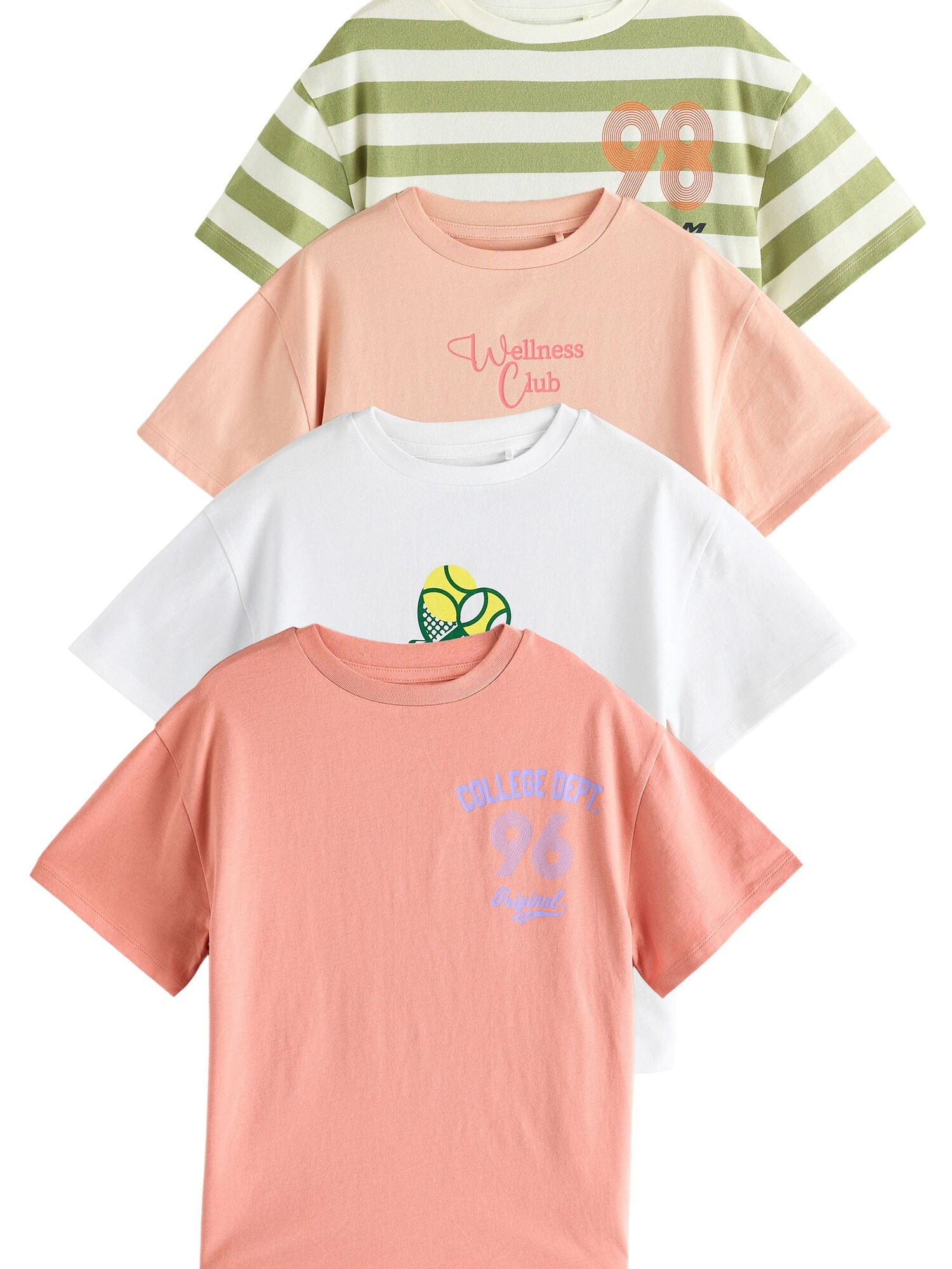 Next Tricou  verde / portocaliu / alb