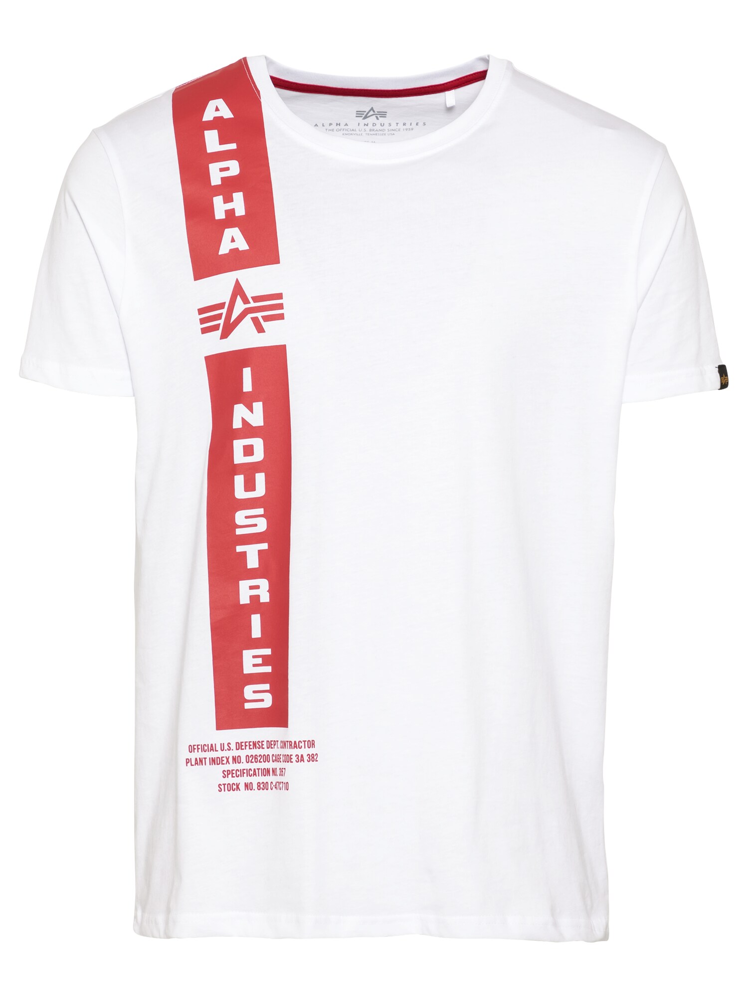 ALPHA INDUSTRIES Marškinėliai 'Defense'  balta / raudona