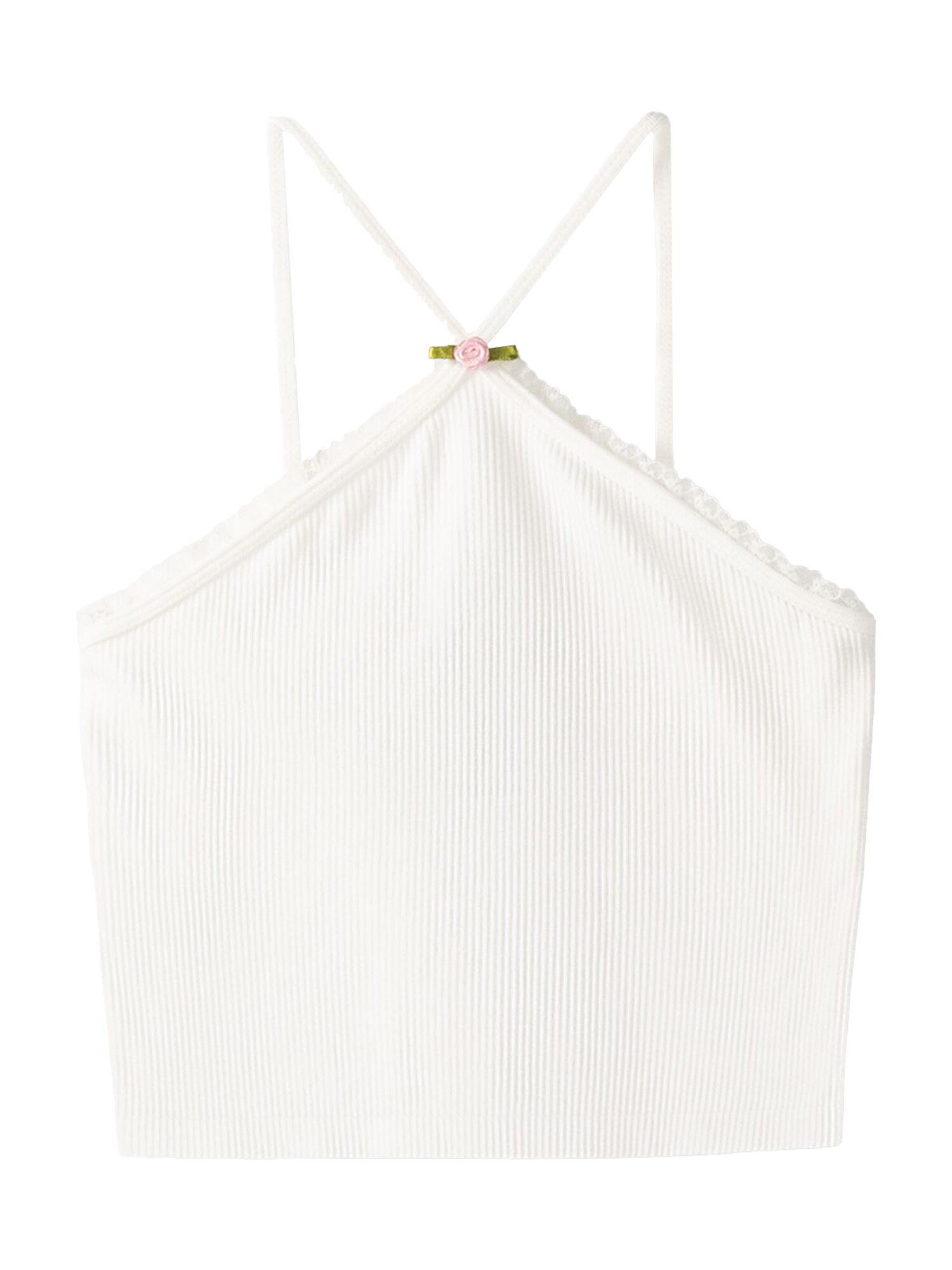 Bershka Top  verde / roz / alb murdar