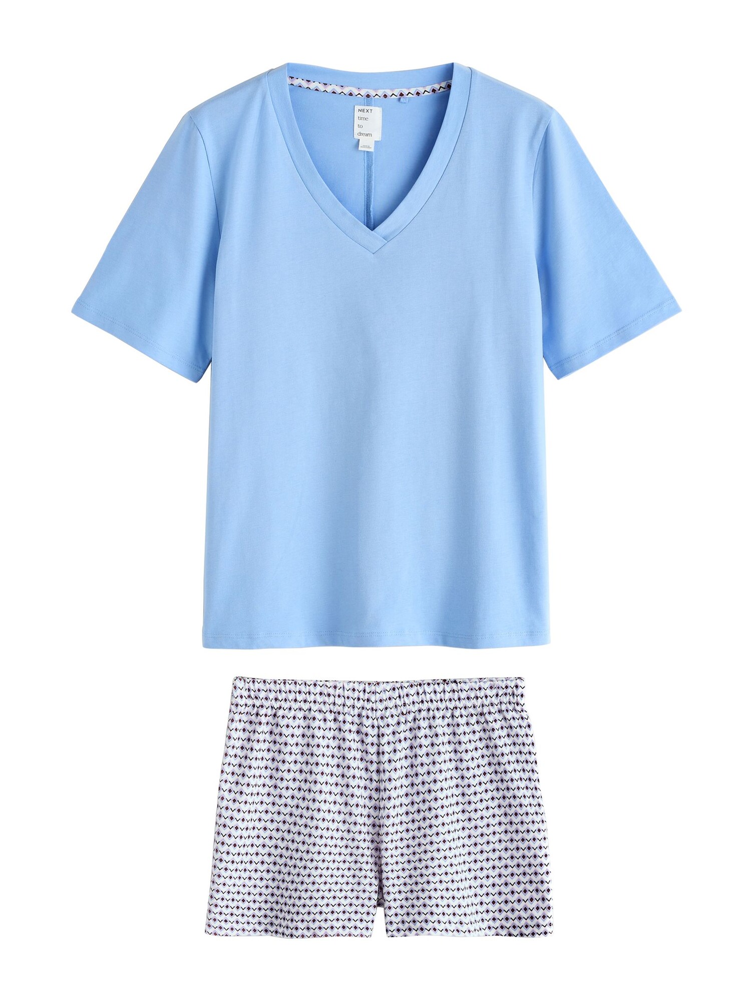 Next Korte Pyjama Lichtblauw / Lichtlila / Zwart / Offwhite