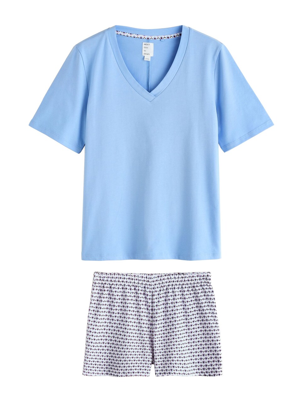 Kort pyjamas himmelsblå / rosa / bordeaux