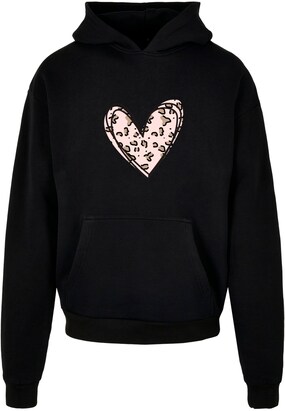 Merchcode Sweatshirt ‘Valentines Day – Leopard Heart’ Beige / Bruin / Zwart