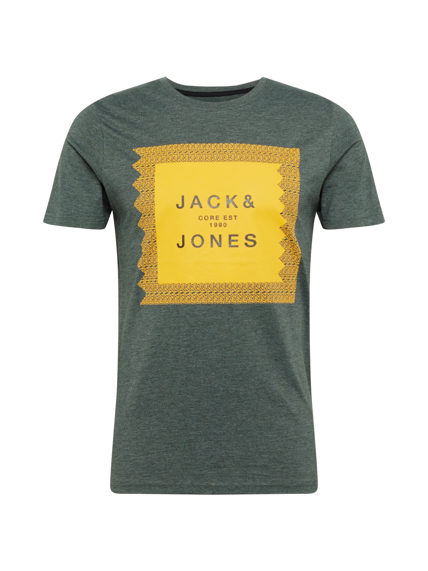 JACK & JONES Marškinėliai  tamsiai žalia / aukso geltonumo spalva