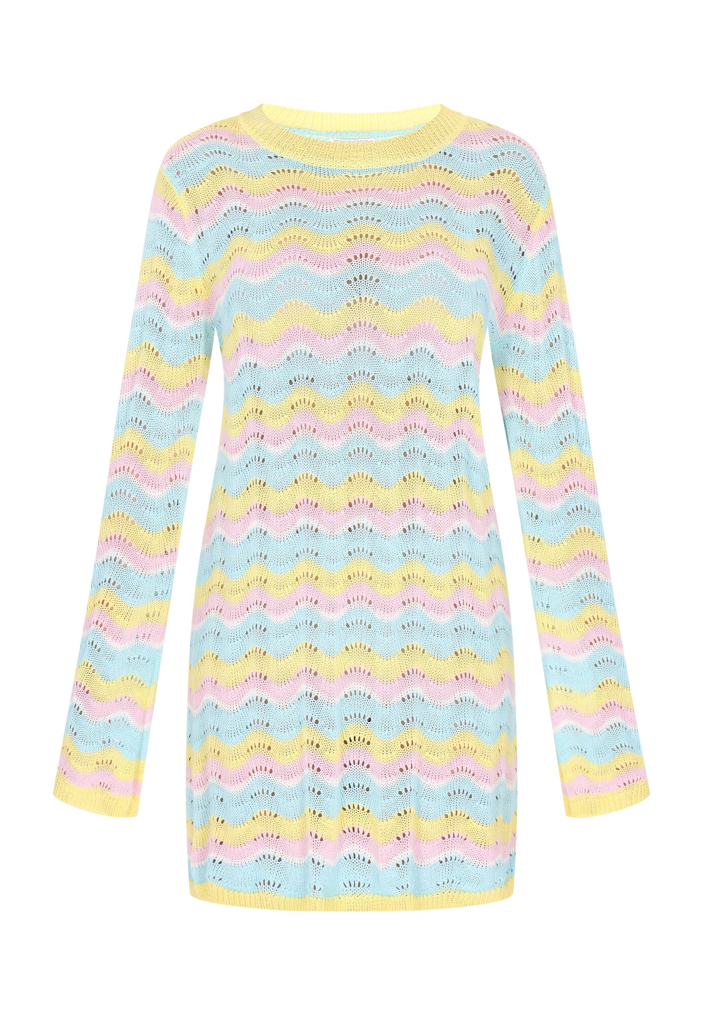 IZIA Vestido de punto 'Festival' azul claro / limón / rosé / blanco
