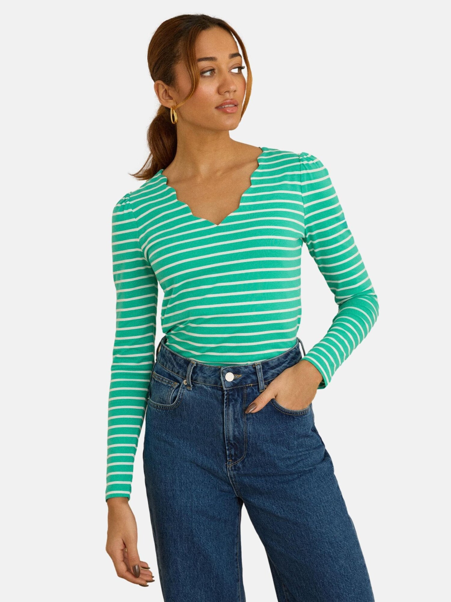 love & roses Tricou  verde jad / alb