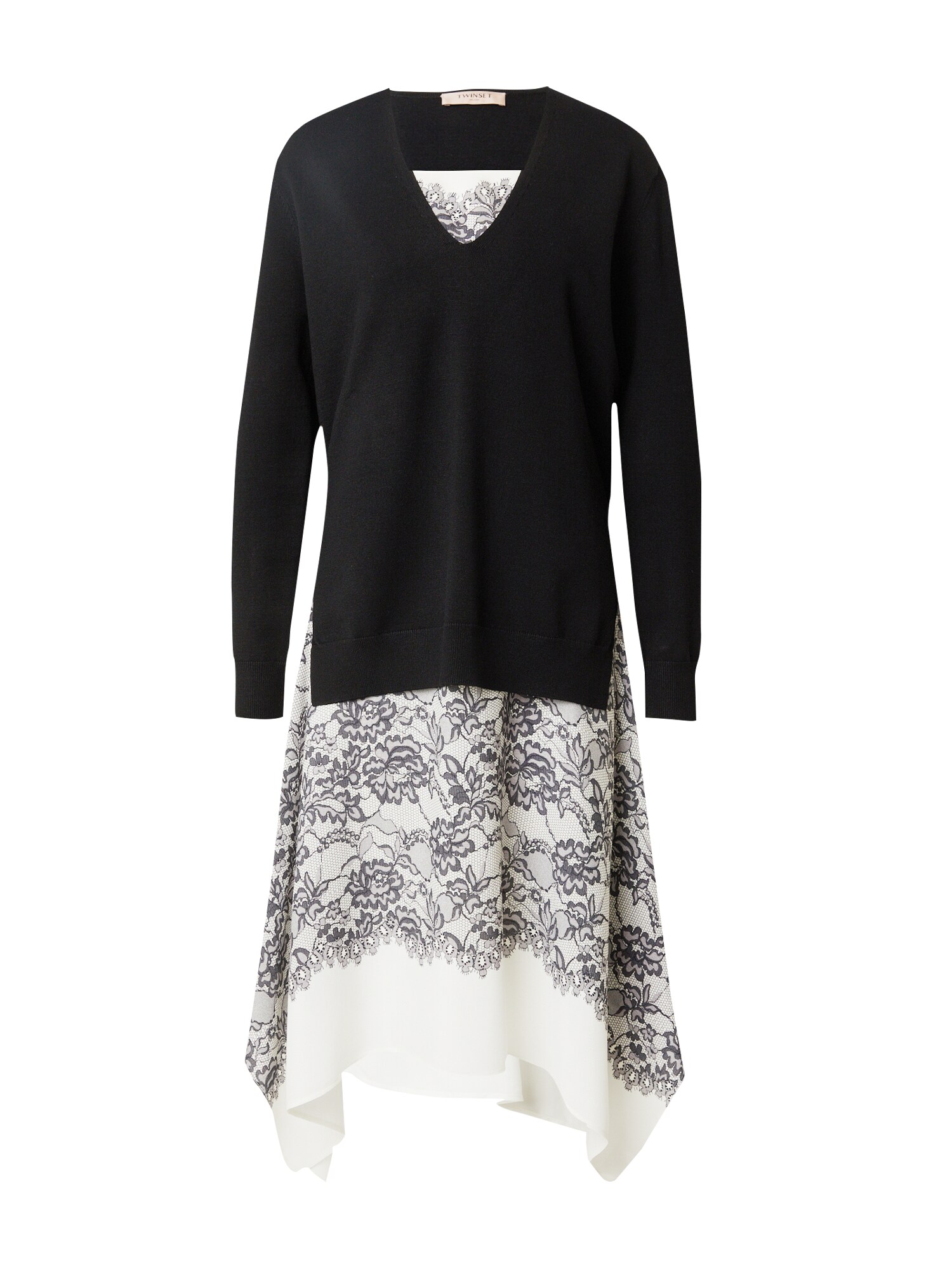 Twinset Rochie  crem / gri metalic / negru