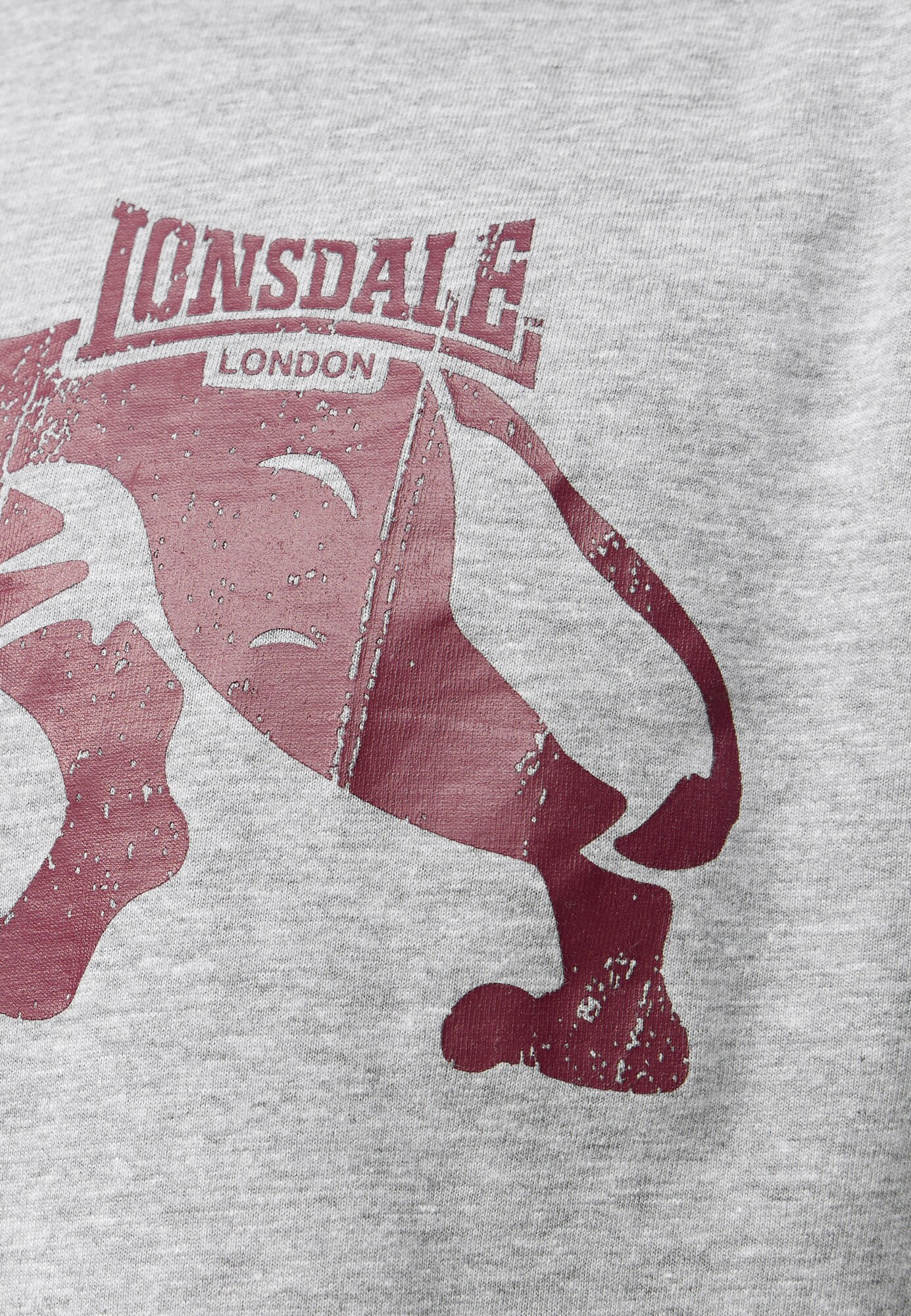 LONSDALE Tričko 'Endmoor' sivá melírovaná / vínovo červená (obrázok 4)