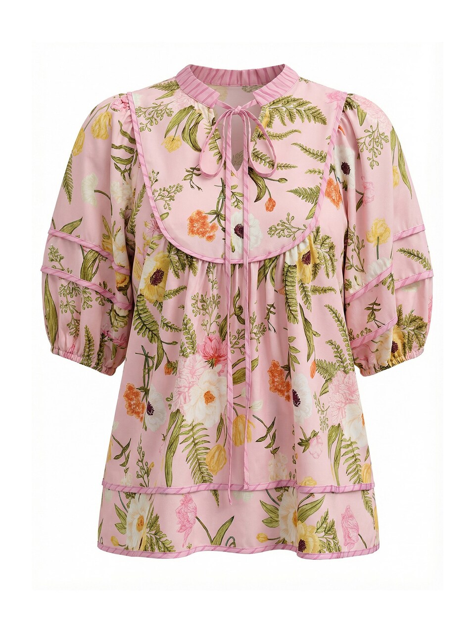 Blus gul / oliv / orange