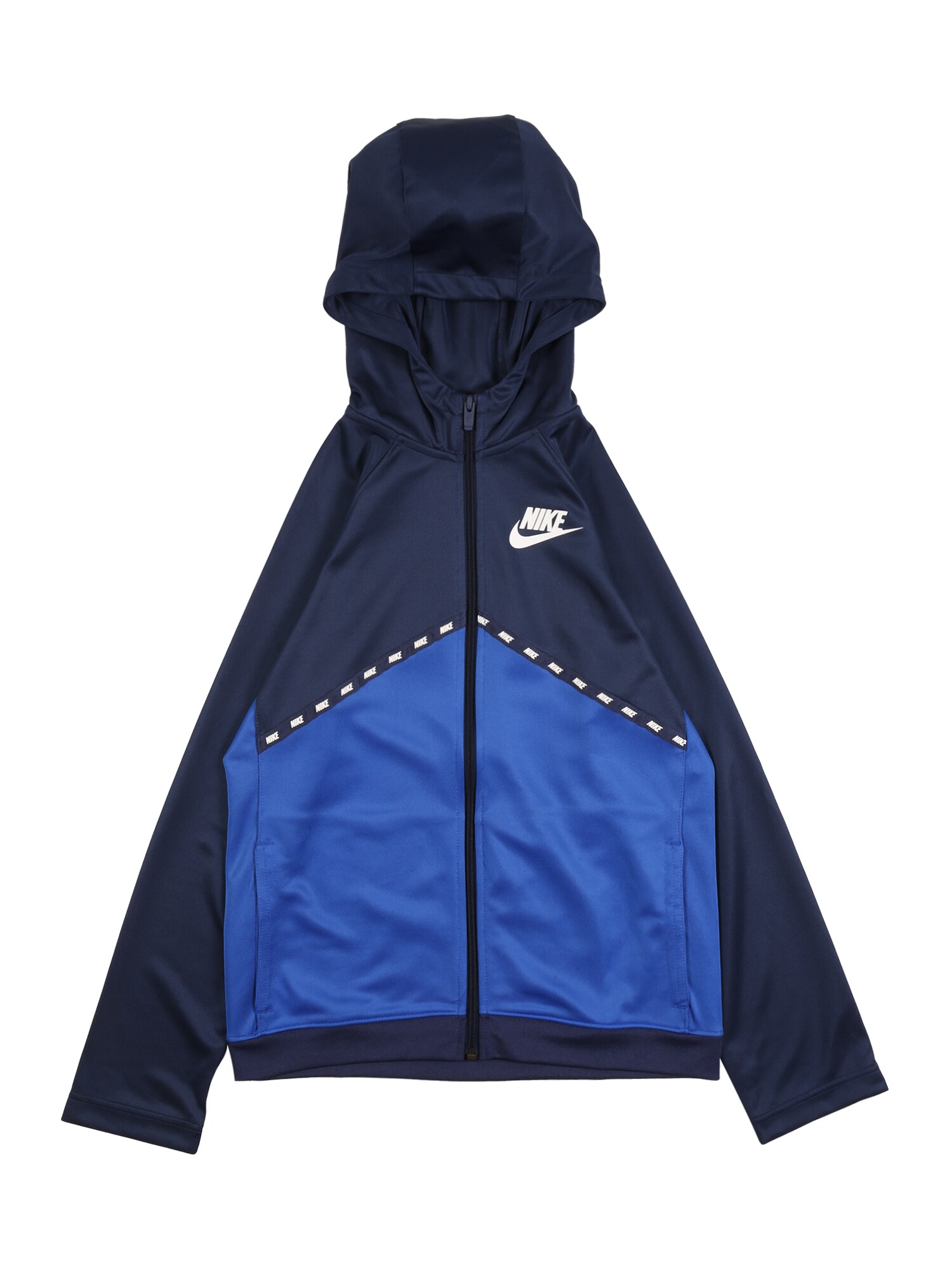 Nike Sportswear Džemperis 'Poly'  balta / sodri mėlyna („karališka“) / nakties mėlyna