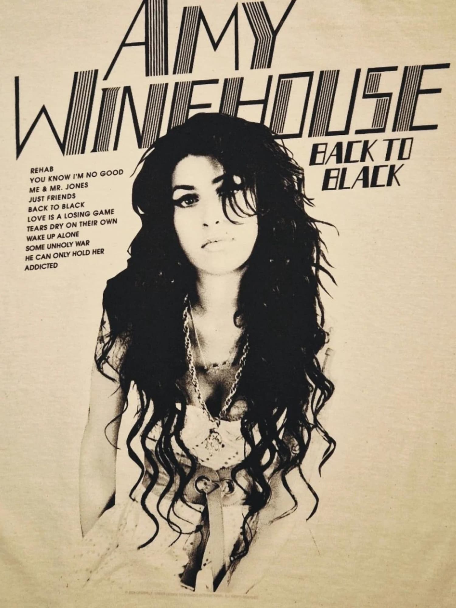 Amy Winehouse Camiseta 'Amy Winehouse Back  To Black Tracks T-Shirt'  blanco natural – imagen 3