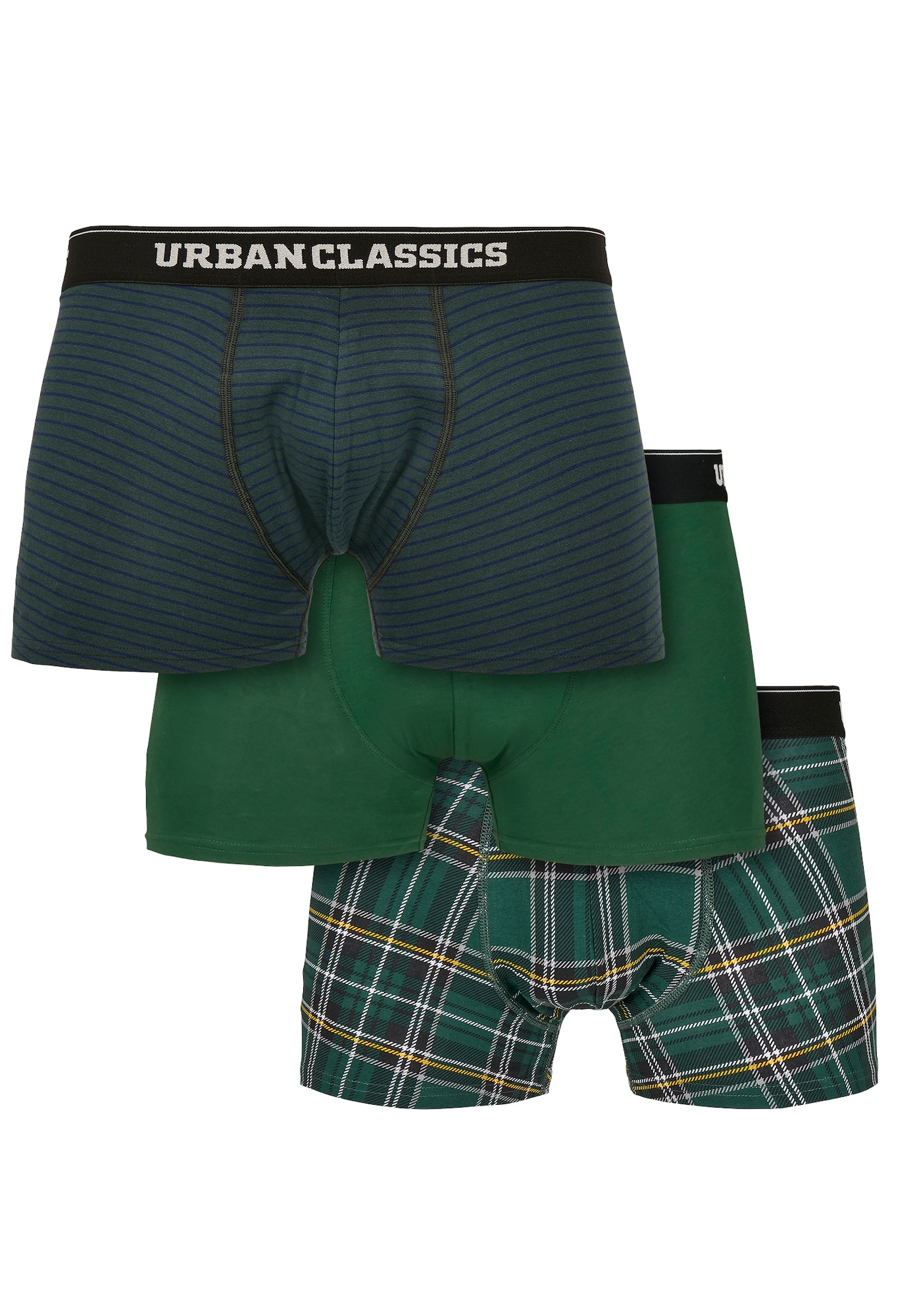 Urban Classics Boxer trumpikės juoda / tamsiai žalia / balta / šviesiai pilka / geltona
