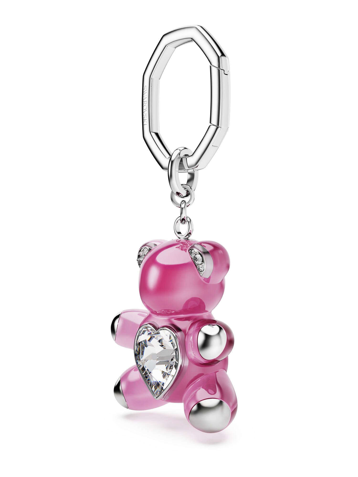 Swarovski Llavero 'Teddy'  rosa / plata / transparente