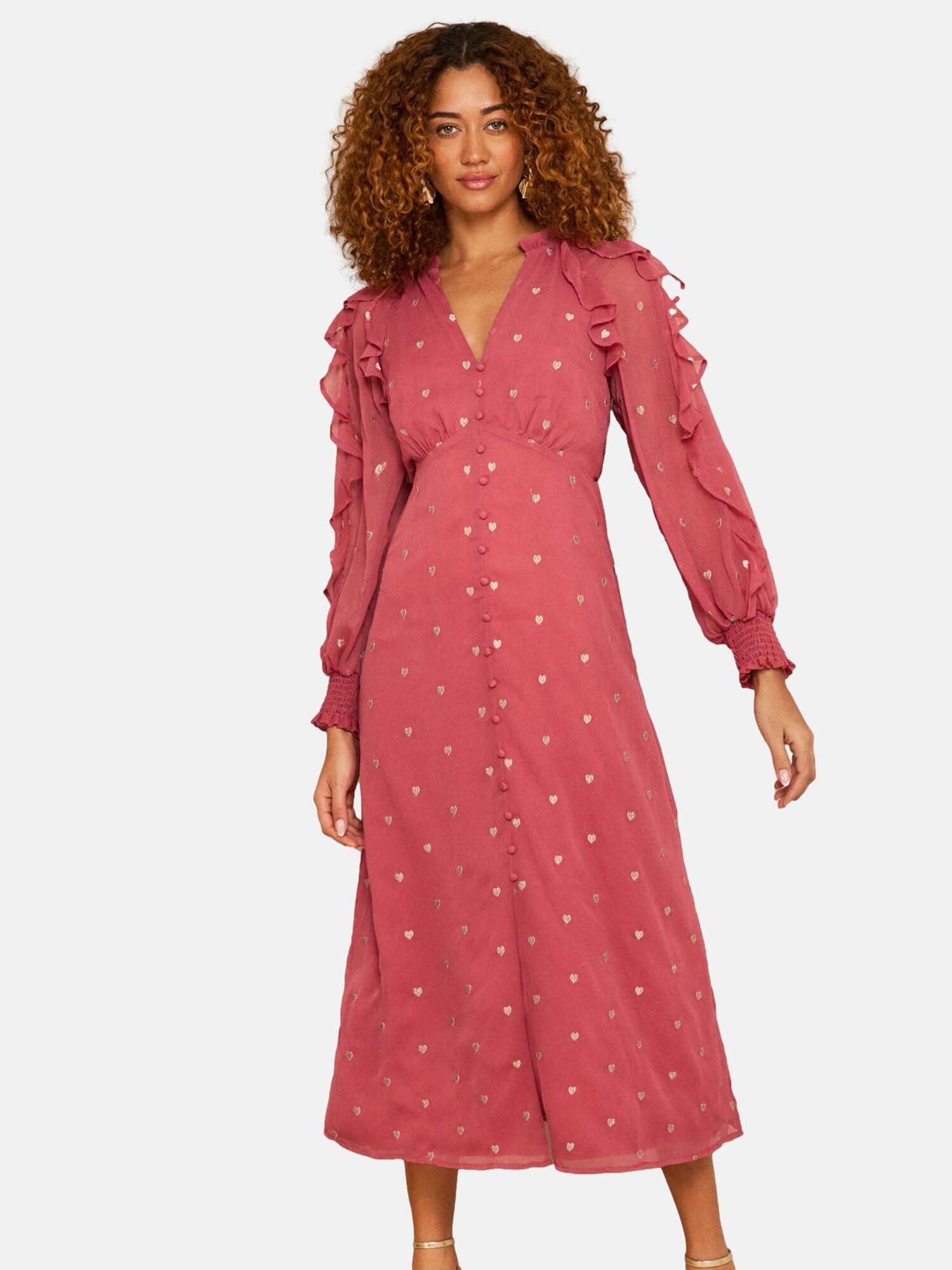 love & roses Rochie  auriu / roz zmeură