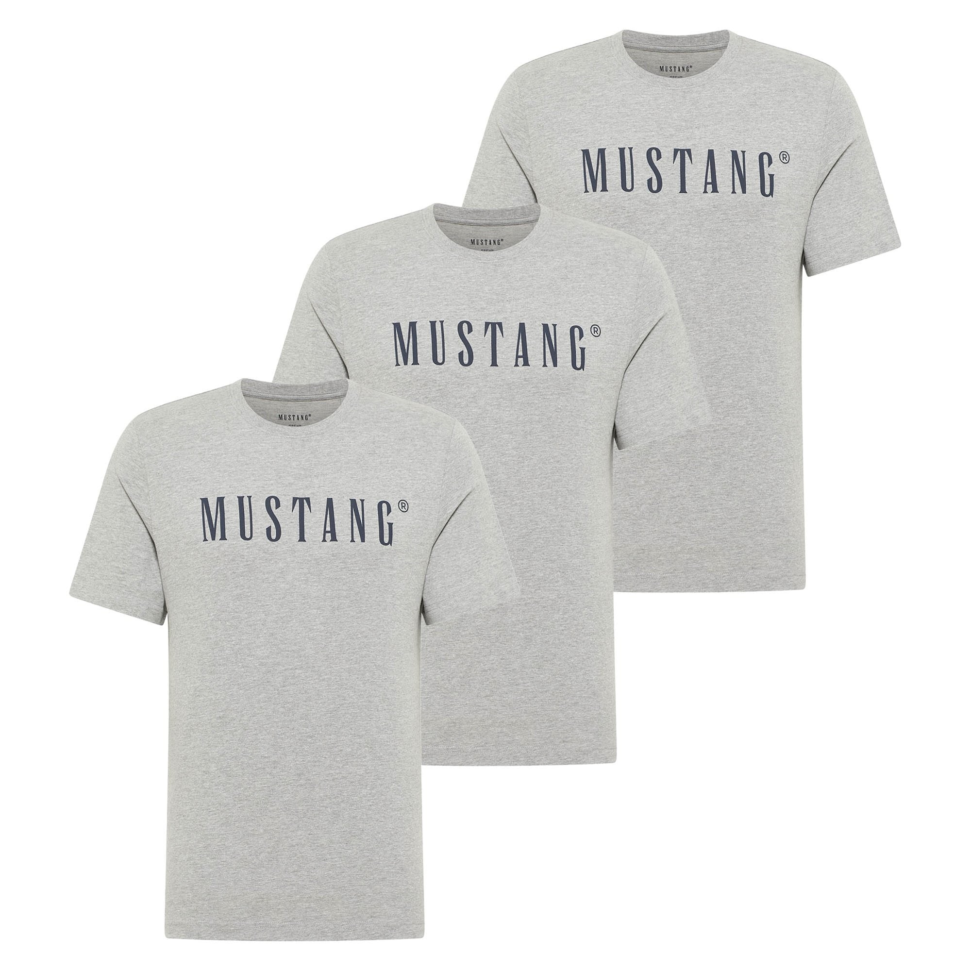 MUSTANG Camiseta  gris moteado / negro