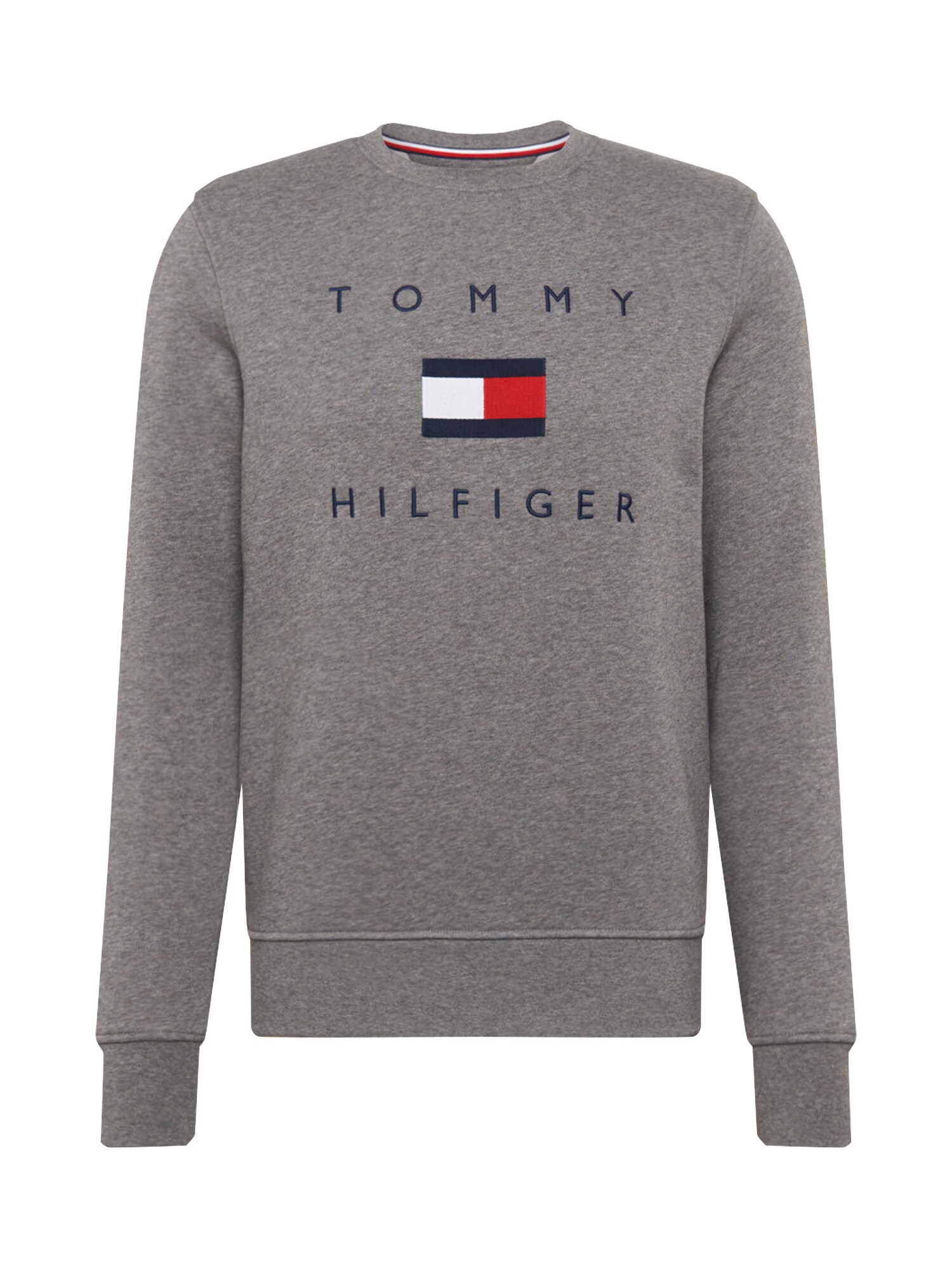 TOMMY HILFIGER Megztinis be užsegimo  margai pilka / tamsiai mėlyna / balta / raudona