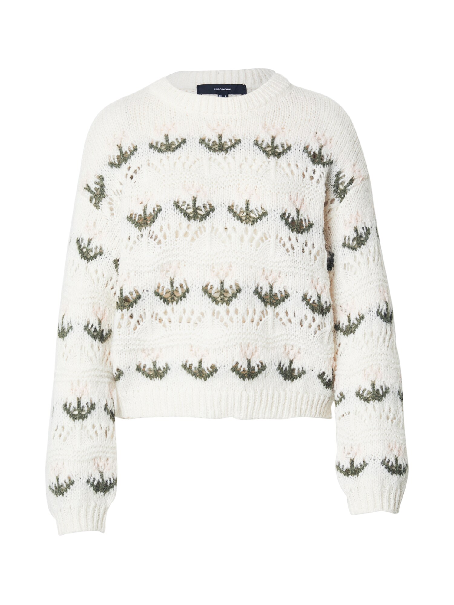 VERO MODA Pulover VMIdelle  verde închis / roz / alb