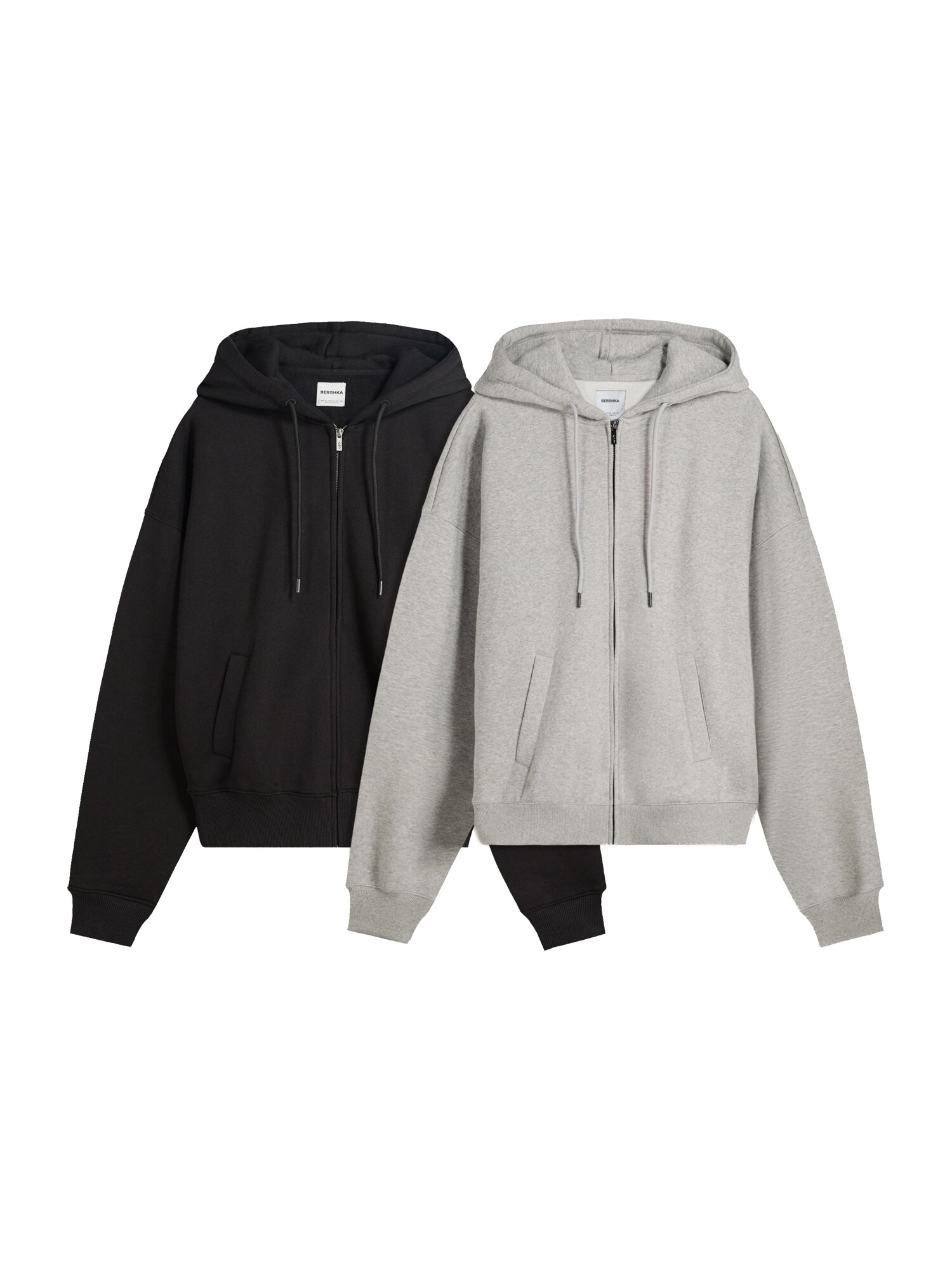 Bershka Hanorac  gri / negru