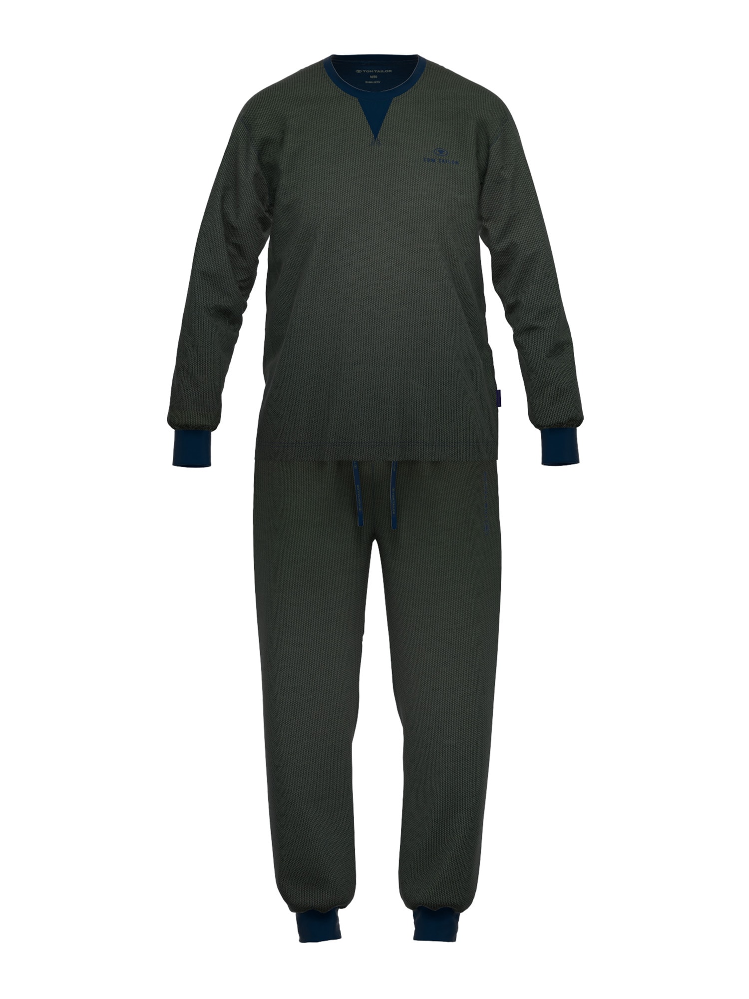 TOM TAILOR Pijama lungă  bleumarin / oliv