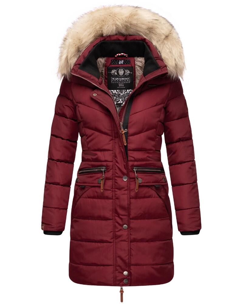 NAVAHOO Mantel 'Paula' Damen Größe XXL beige / bordeaux Wintermantel