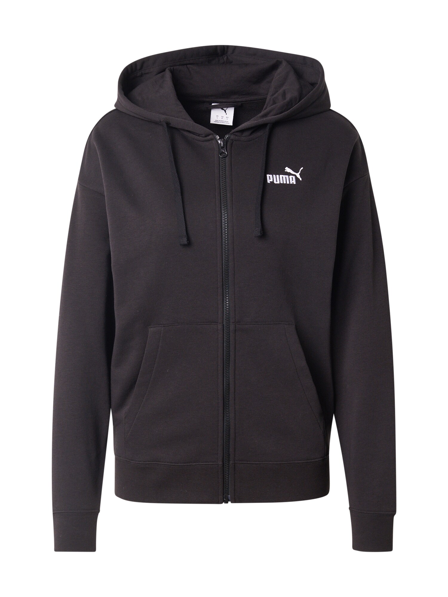 PUMA Bluză cu fermoar sport Ess No. 1  negru / alb murdar