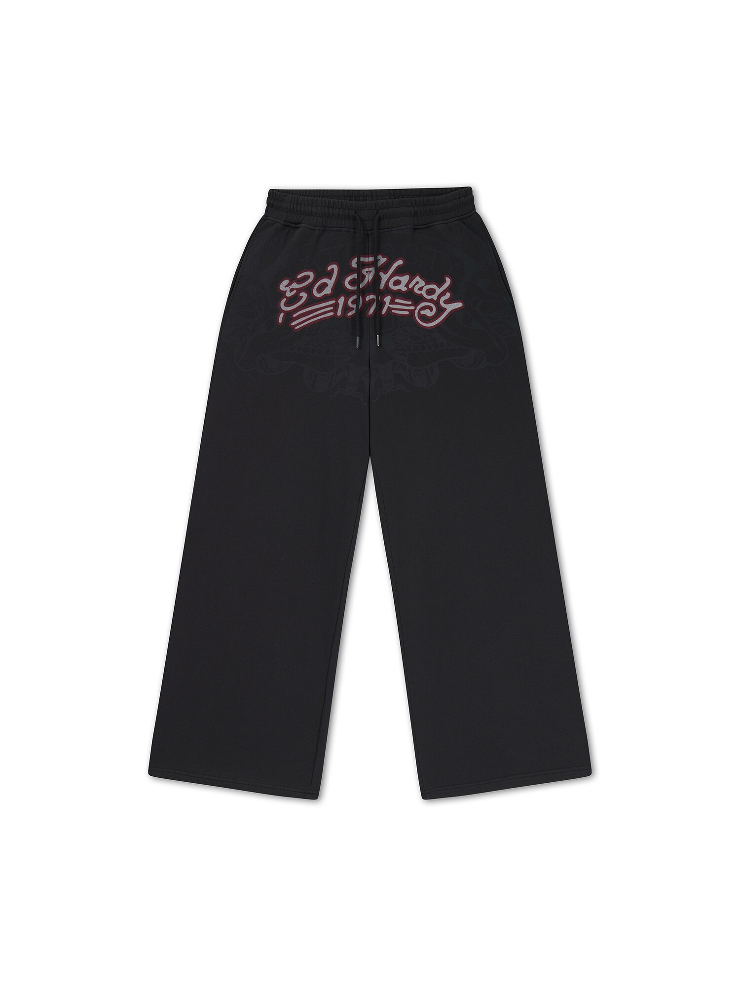 Ed Hardy Pantaloni gri deschis / roșu bordeaux / negru