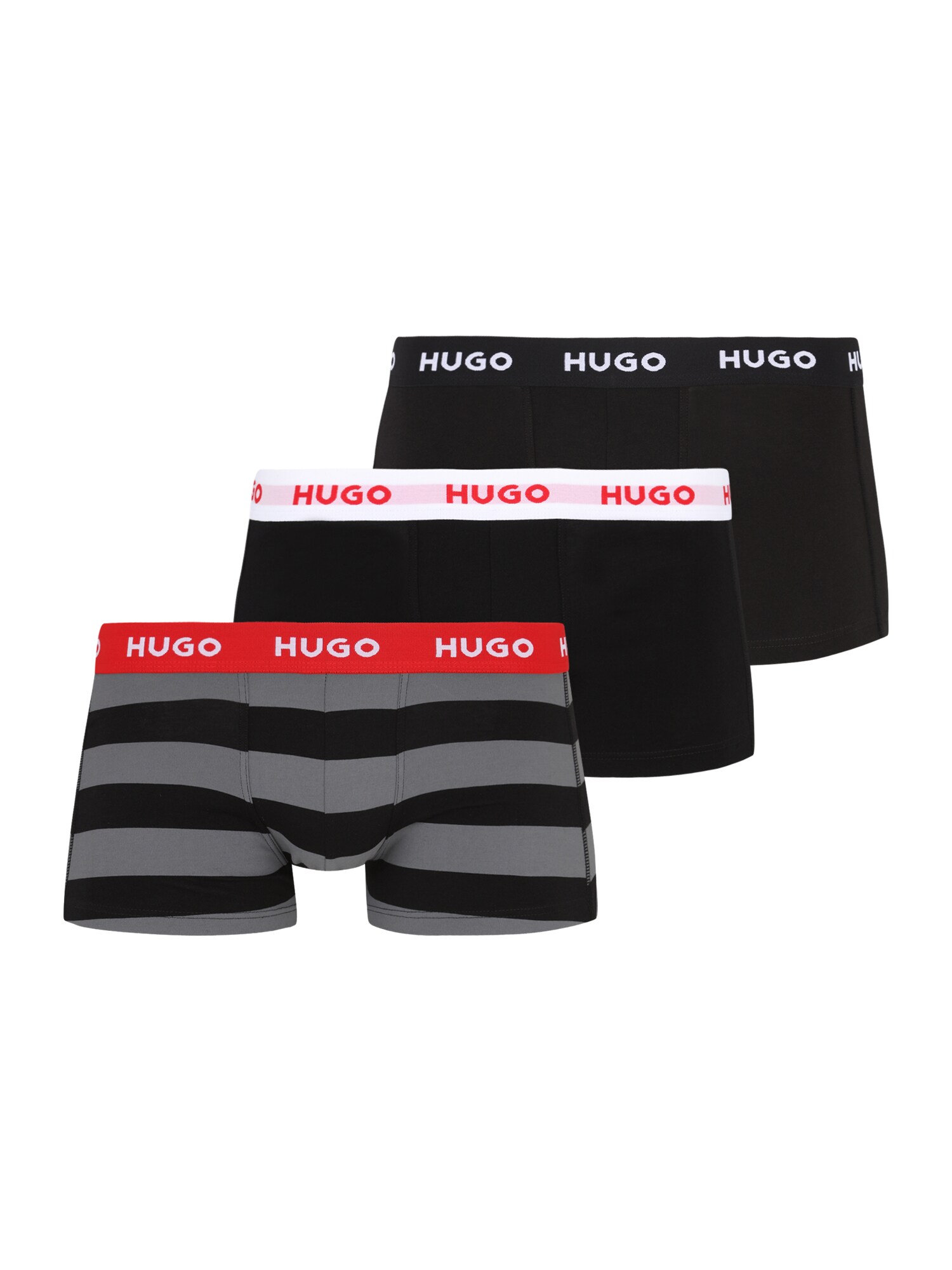 HUGO Boxeri  gri / roșu intens / negru / alb