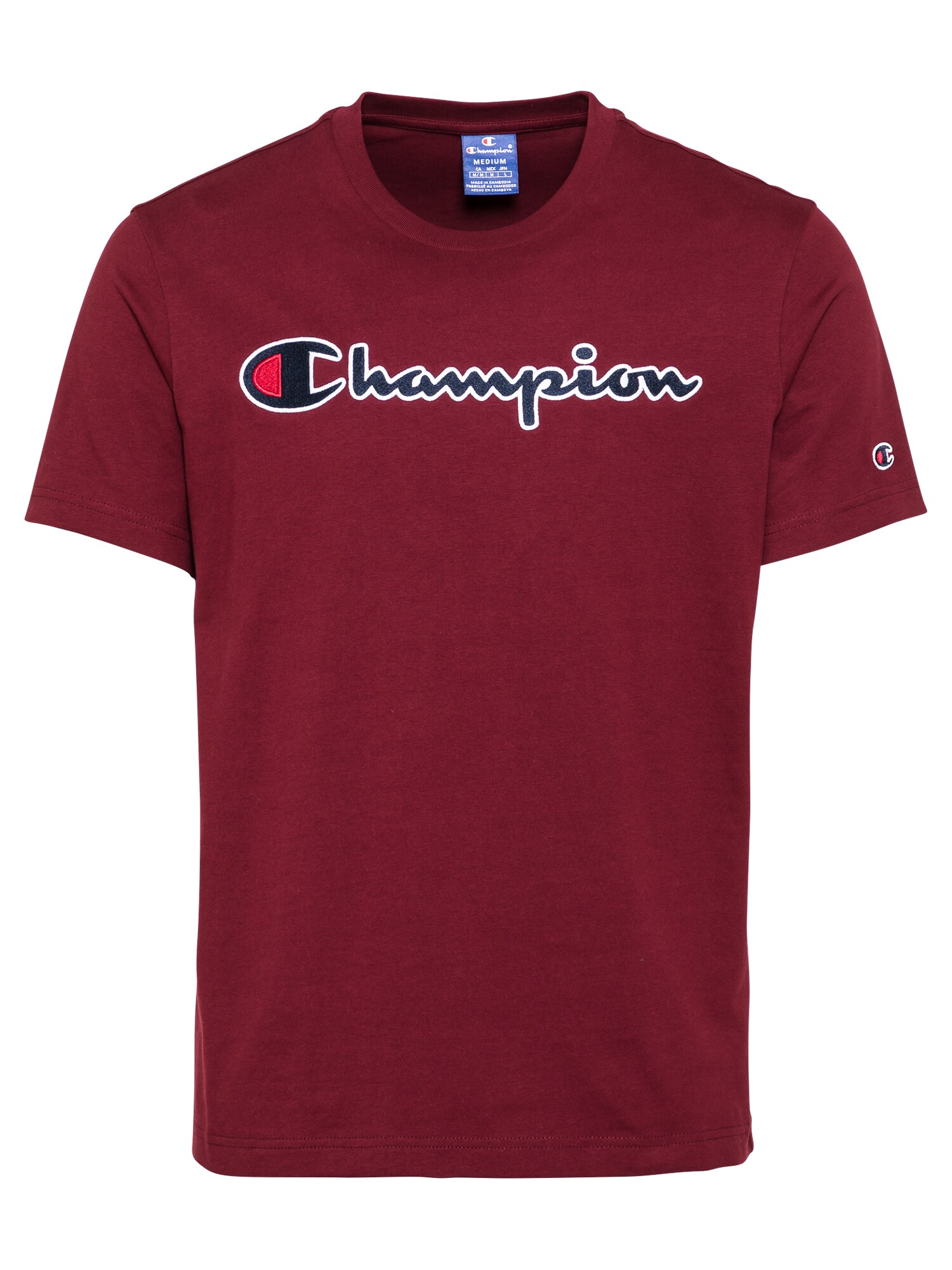 Champion Authentic Athletic Apparel Marškinėliai  vyno raudona spalva / balta / mėlyna