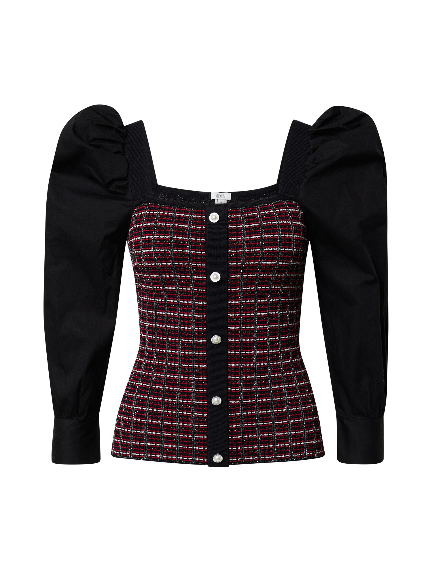 River Island Megztinis  raudona / juoda / sidabrinė