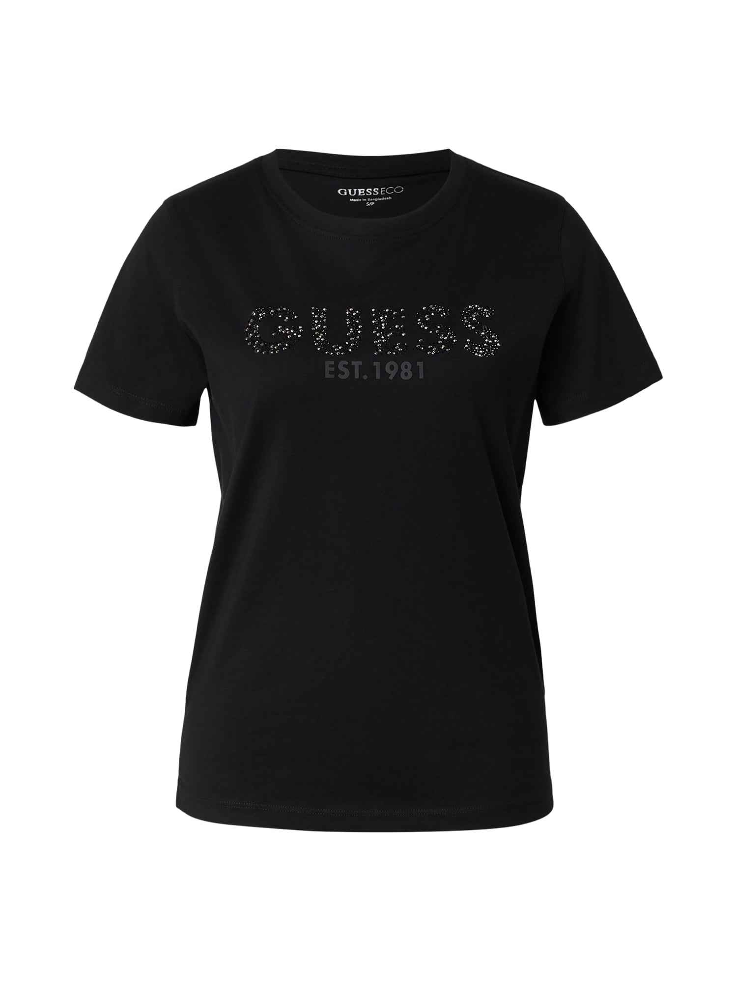 GUESS Tricou  negru / argintiu