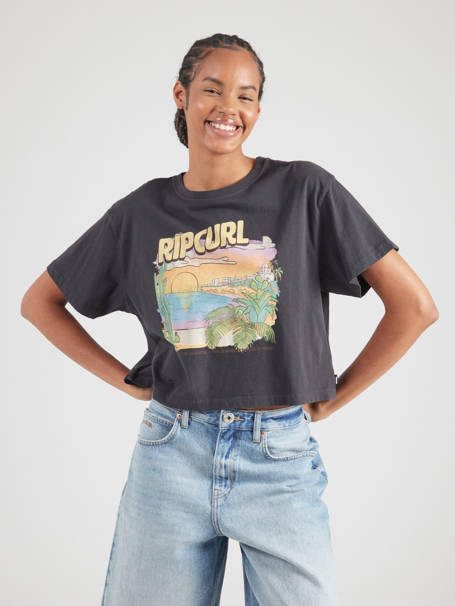 RIP CURL Póló 'LA PALOMA'  világoszöld / világos narancs / fekete / piszkosfehér termék 2. képe