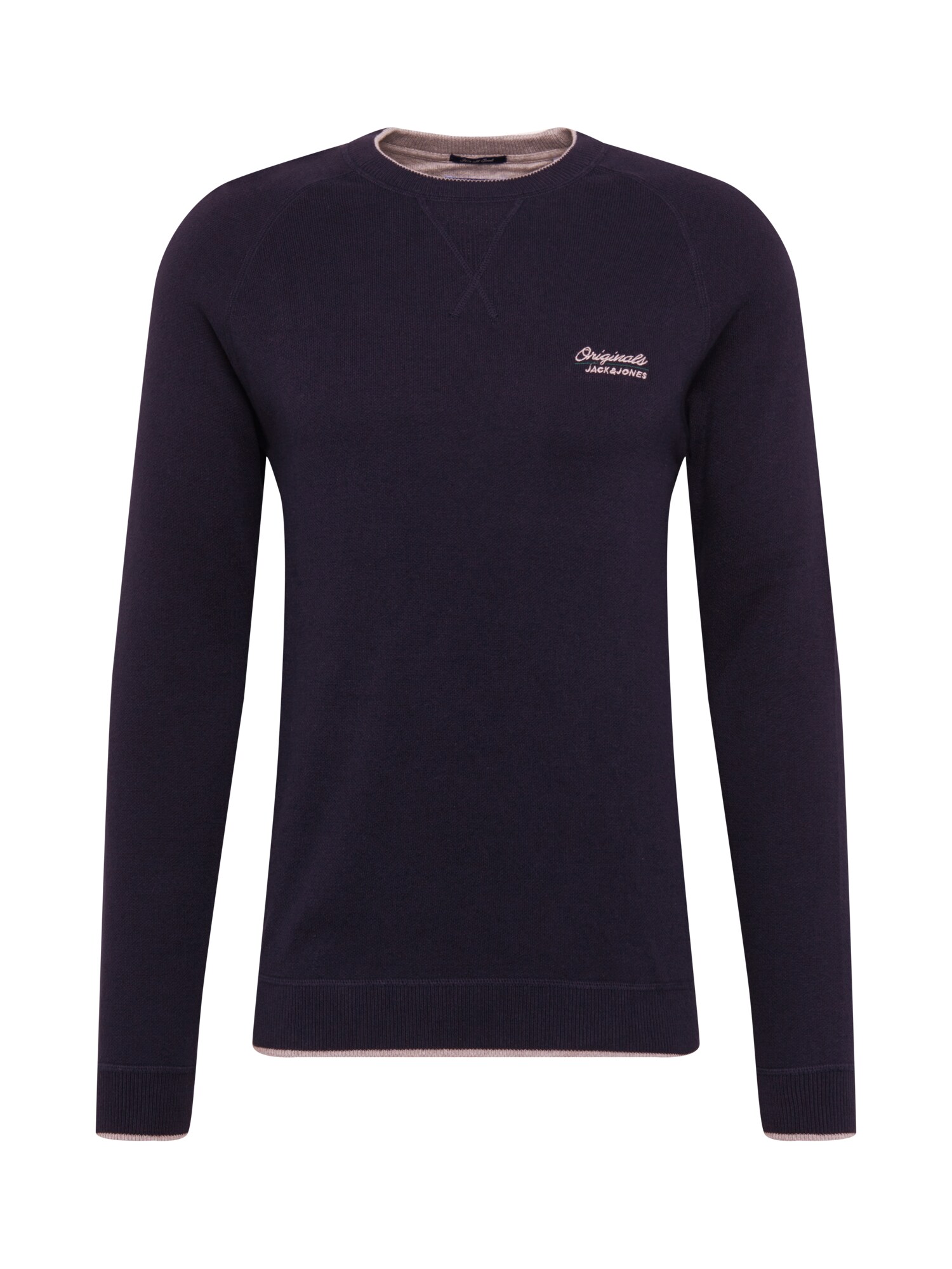 JACK & JONES Megztinis 'Joes'  tamsiai mėlyna / šviesiai pilka / balta