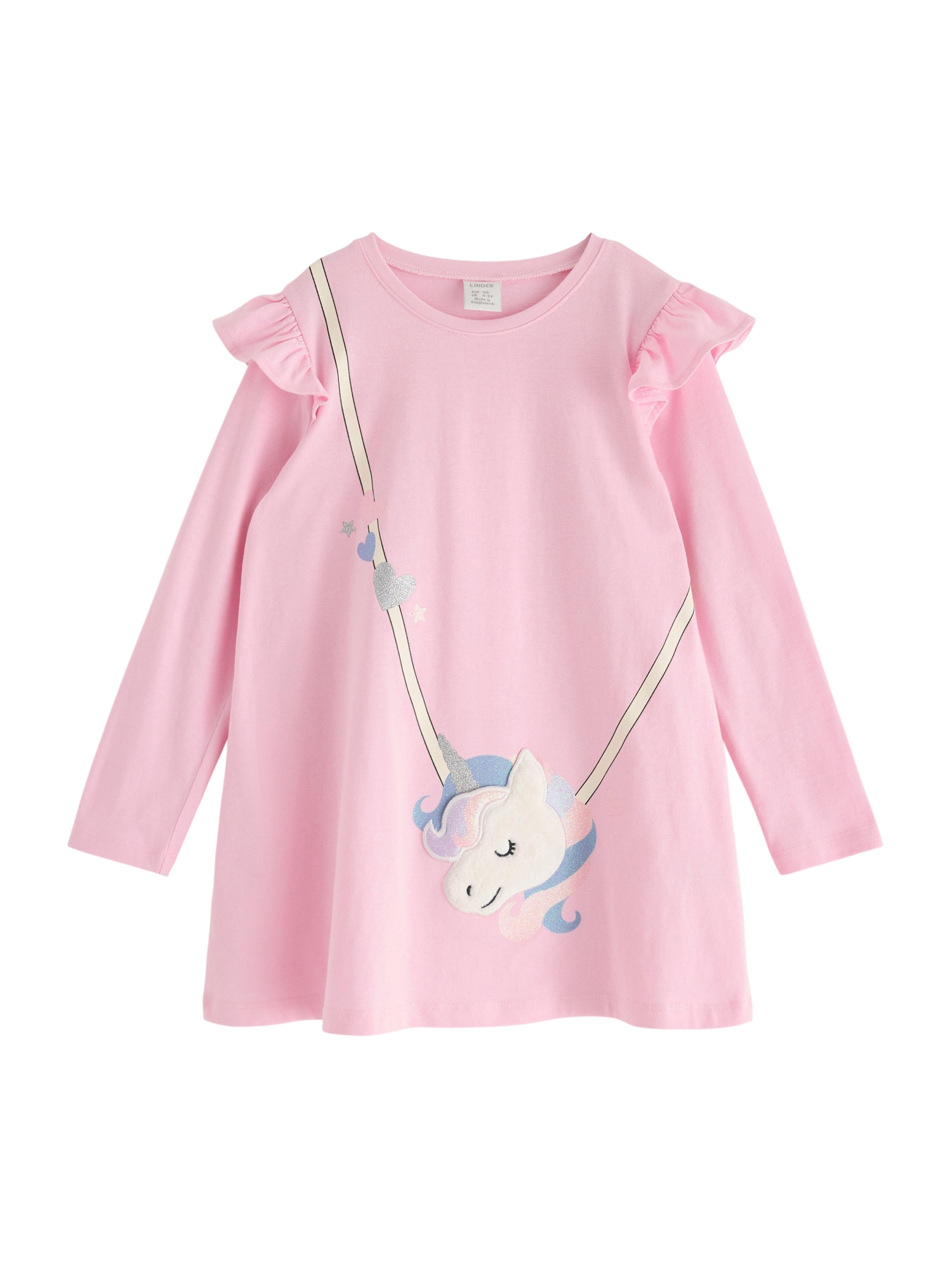 Lindex Póló 'Unicorn Bag'  világoskék / rózsaszín / ezüst / fehér akciós termékkép 1