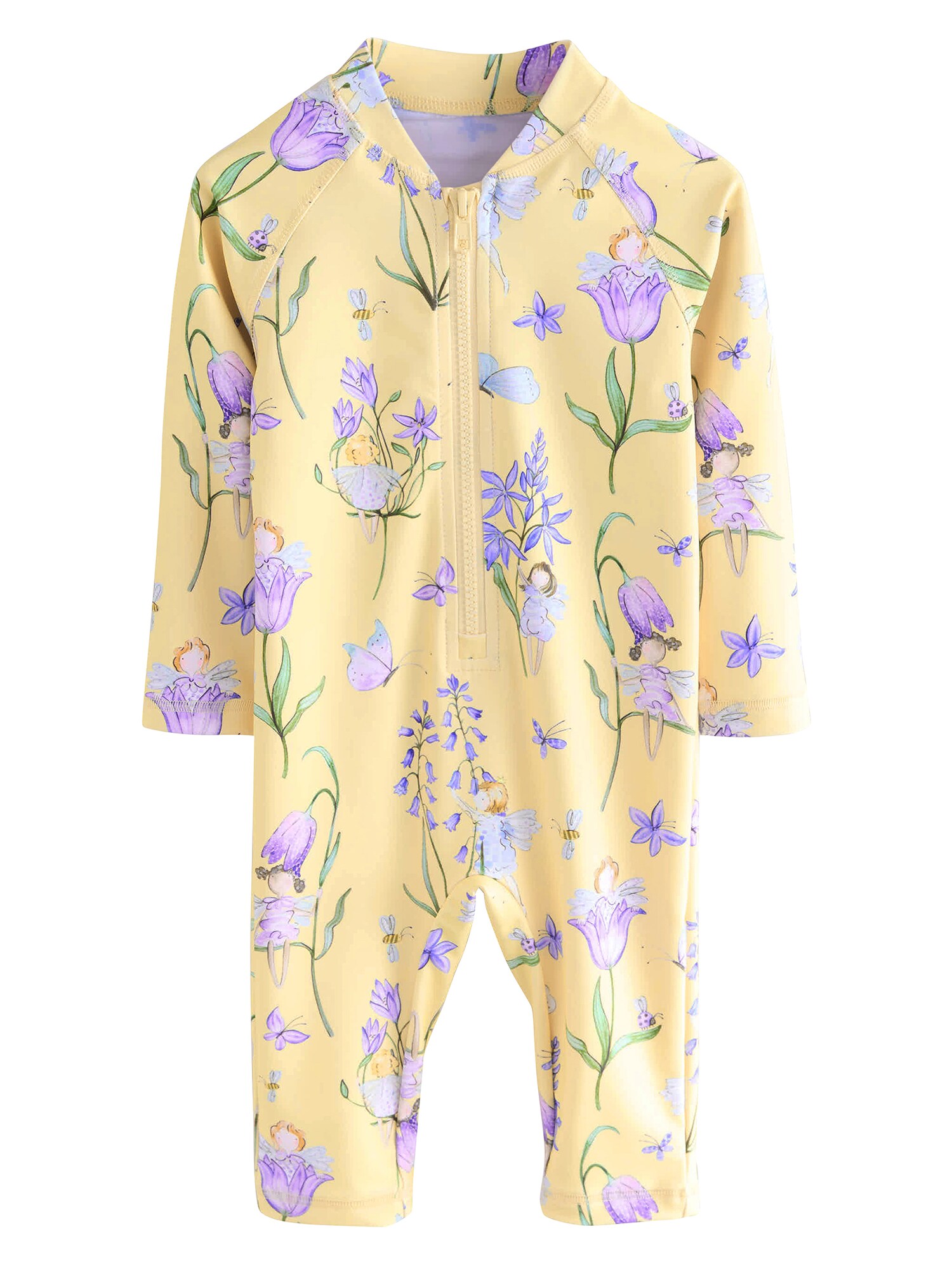 Next Costum de baie întreg  azuriu / galben / verde / mov lavandă