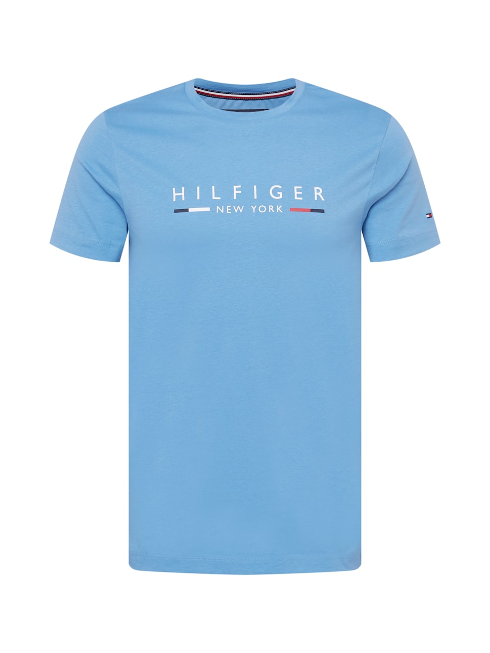 T-shirt 'Slim NYC Logo' marinblå / ljusblå / röd