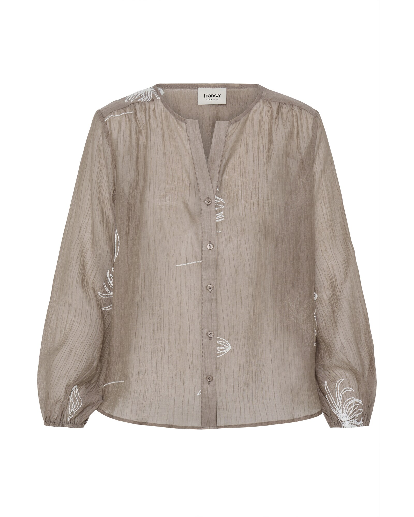Fransa Blusa 'WINA '  beige oscuro / blanco