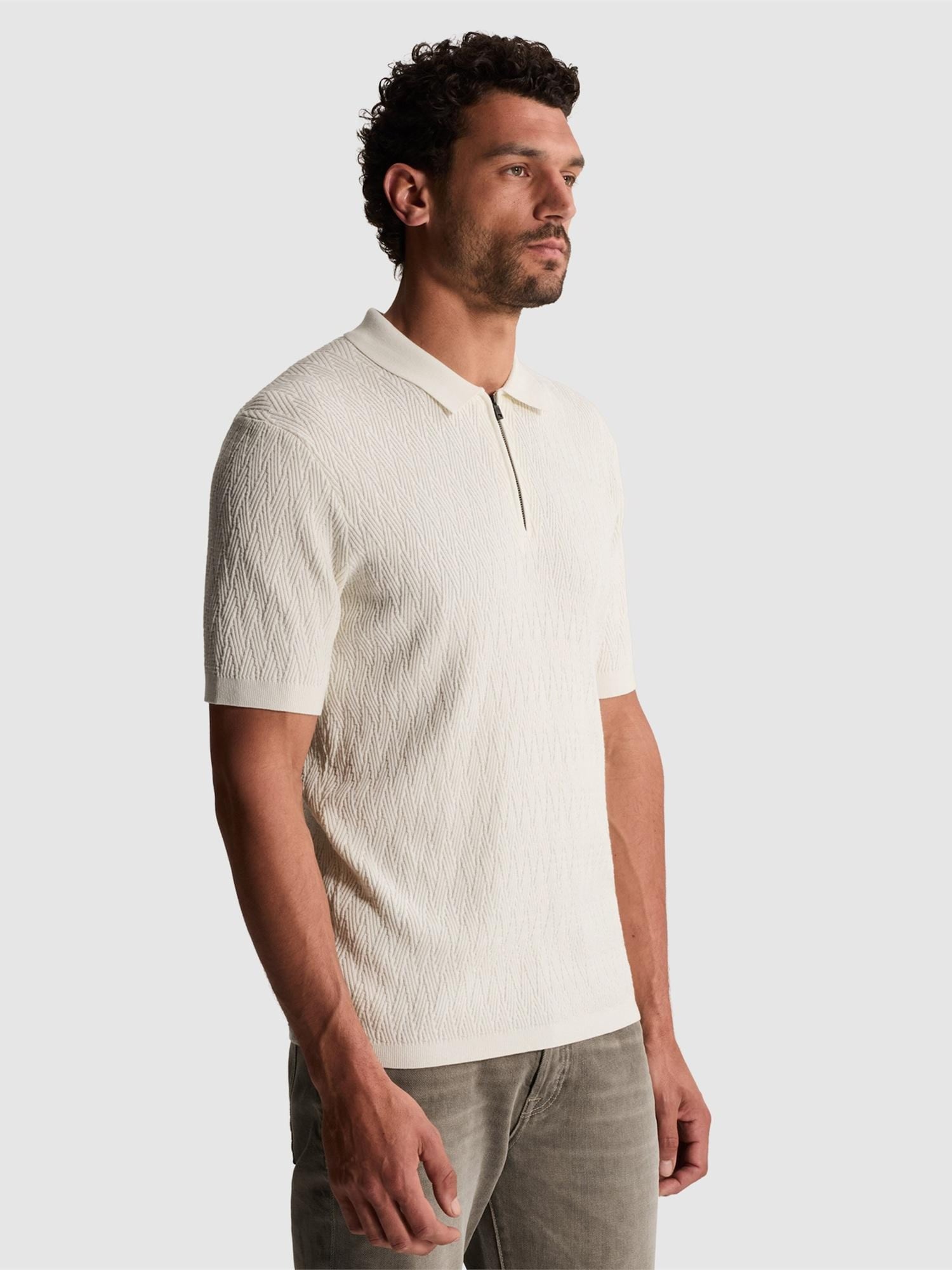 T-shirt 'Polo shirt in cotton/modal with zipper'