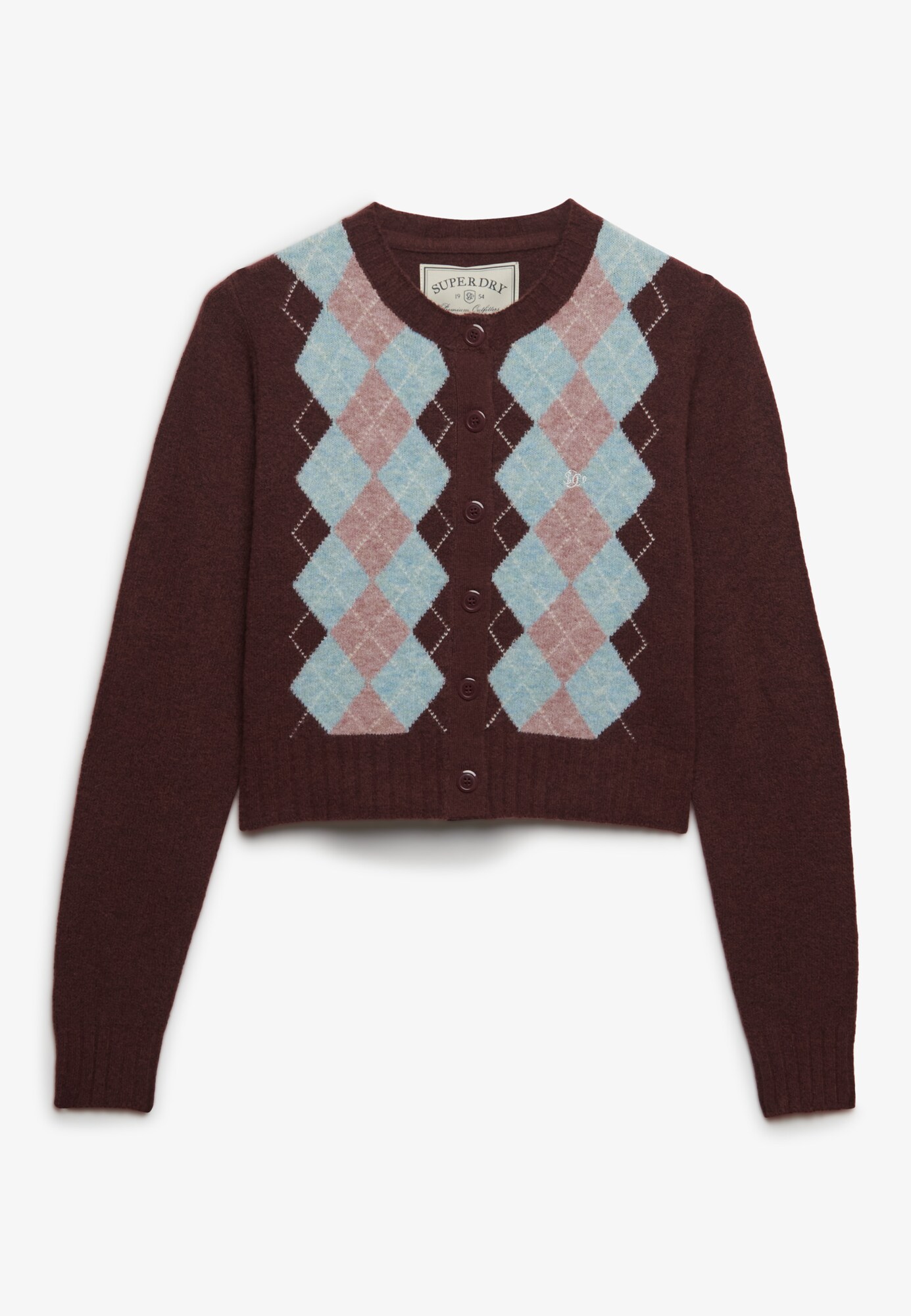 Superdry & Co Cárdigan azul claro / berenjena / rosa / blanco – imagen 1