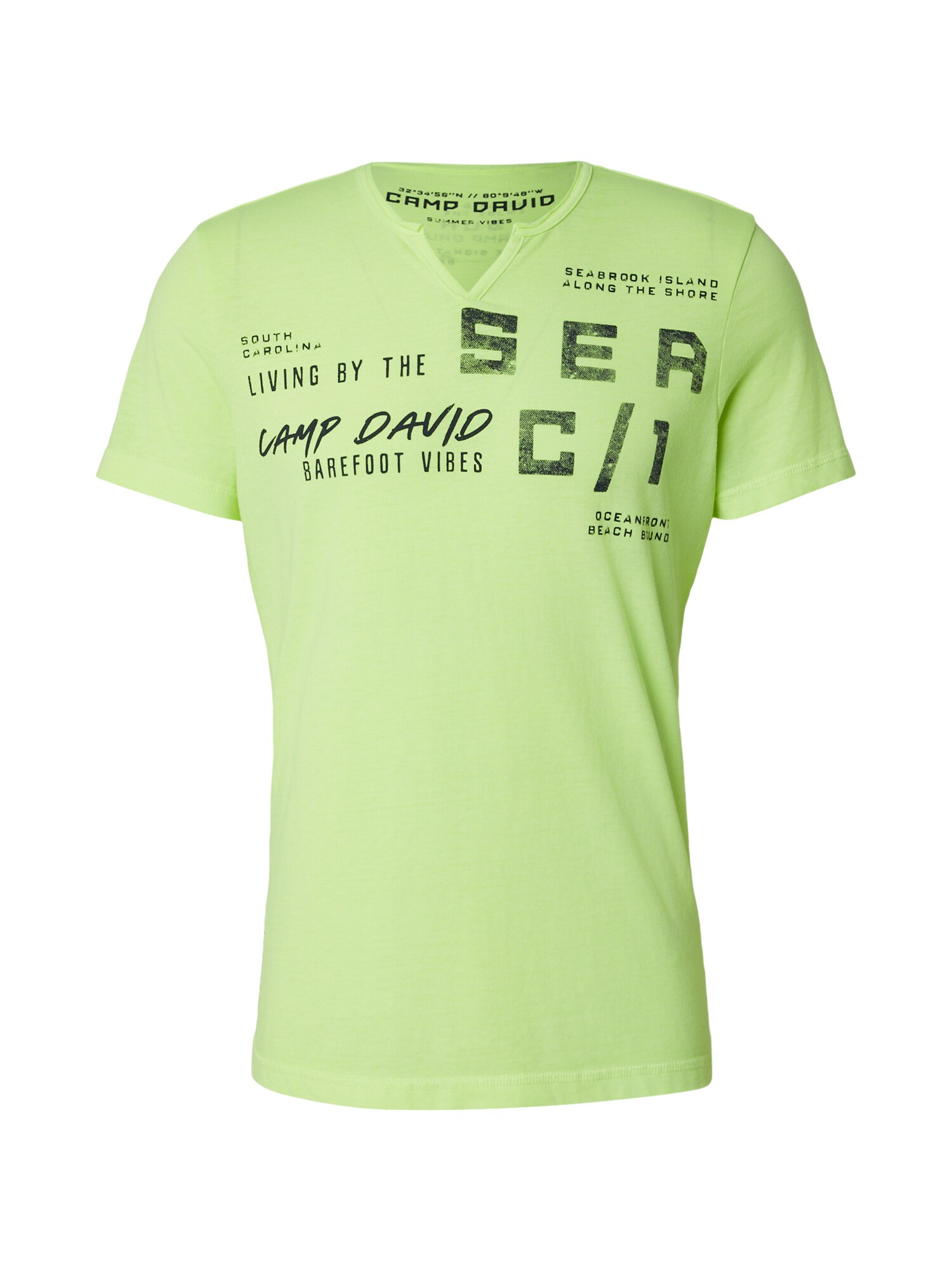 CAMP DAVID Tricou  verde neon / negru