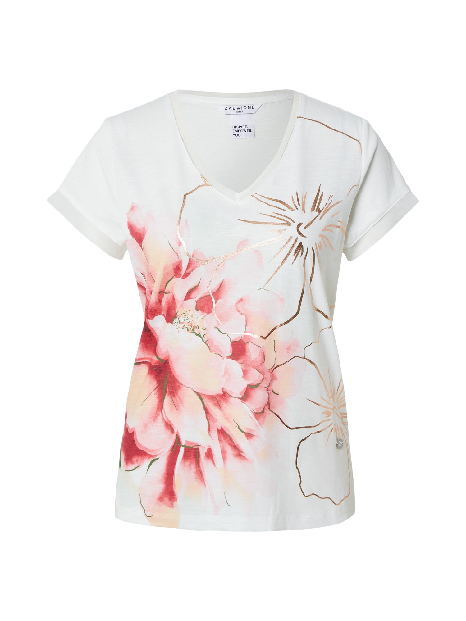 ZABAIONE Tricou 'Da44la'  auriu / roz / roz zmeură / alb