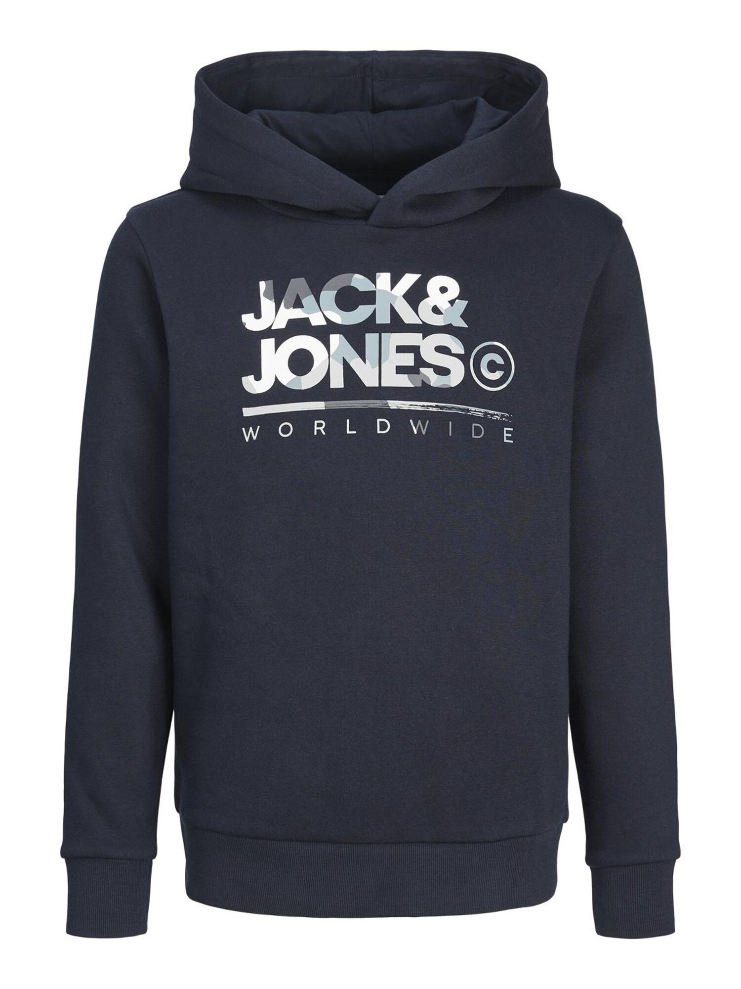 Jack & Jones Junior Mikina 'JJLuke'  námornícka modrá / svetlomodrá / svetlosivá / šedobiela